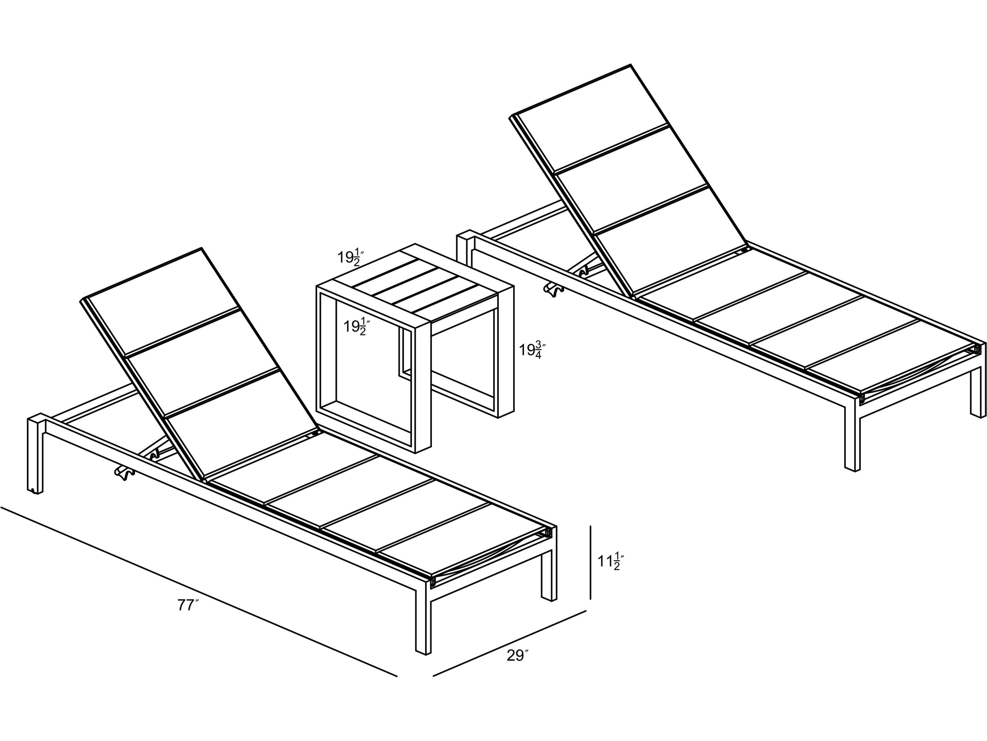 Harmonia Living Lift Aluminum Sling 3 Piece Chaise Outdoor Patio Lounge Set