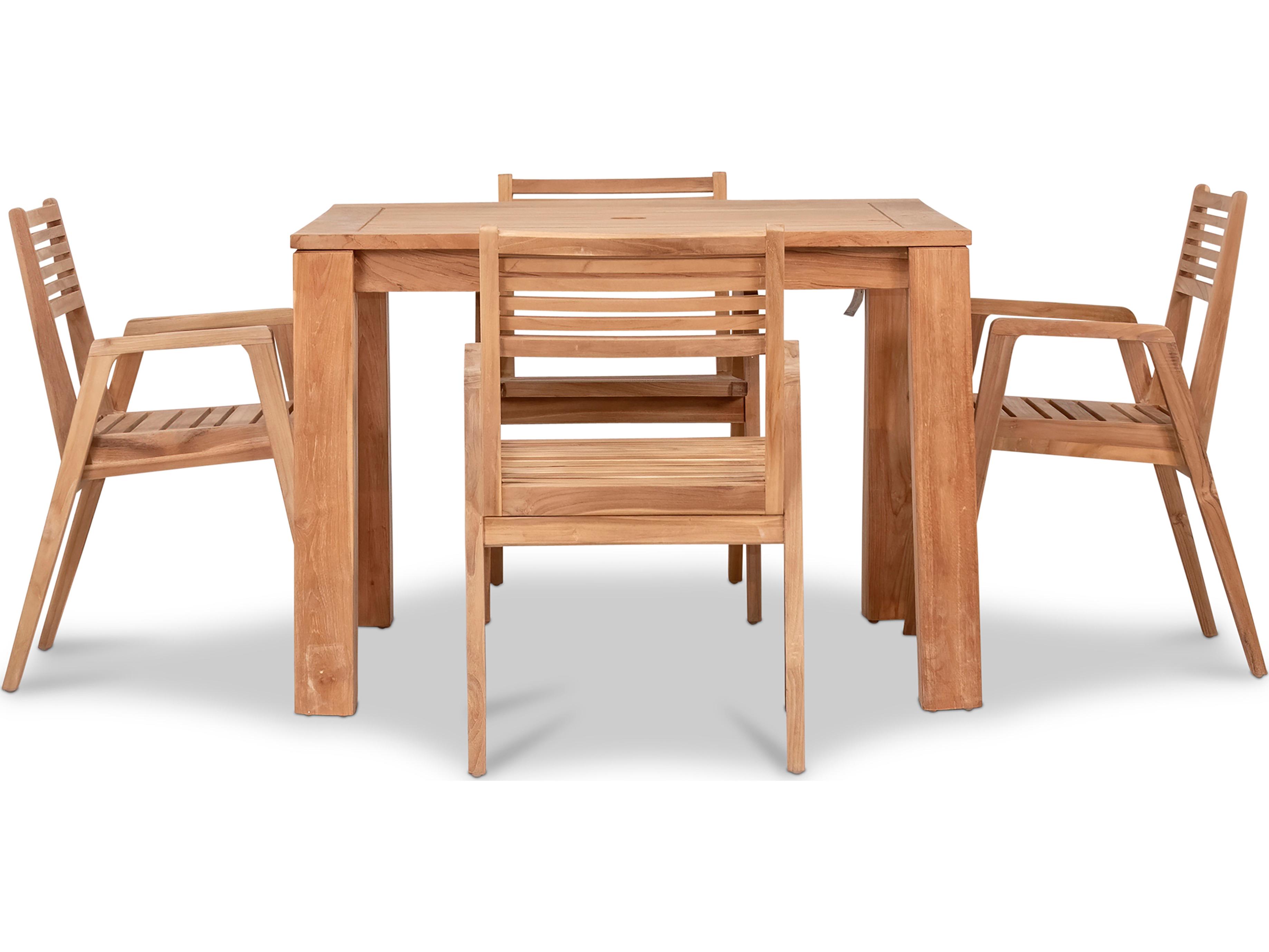 Harmonia Living Link Teak 5 Piece Patio Dining Set