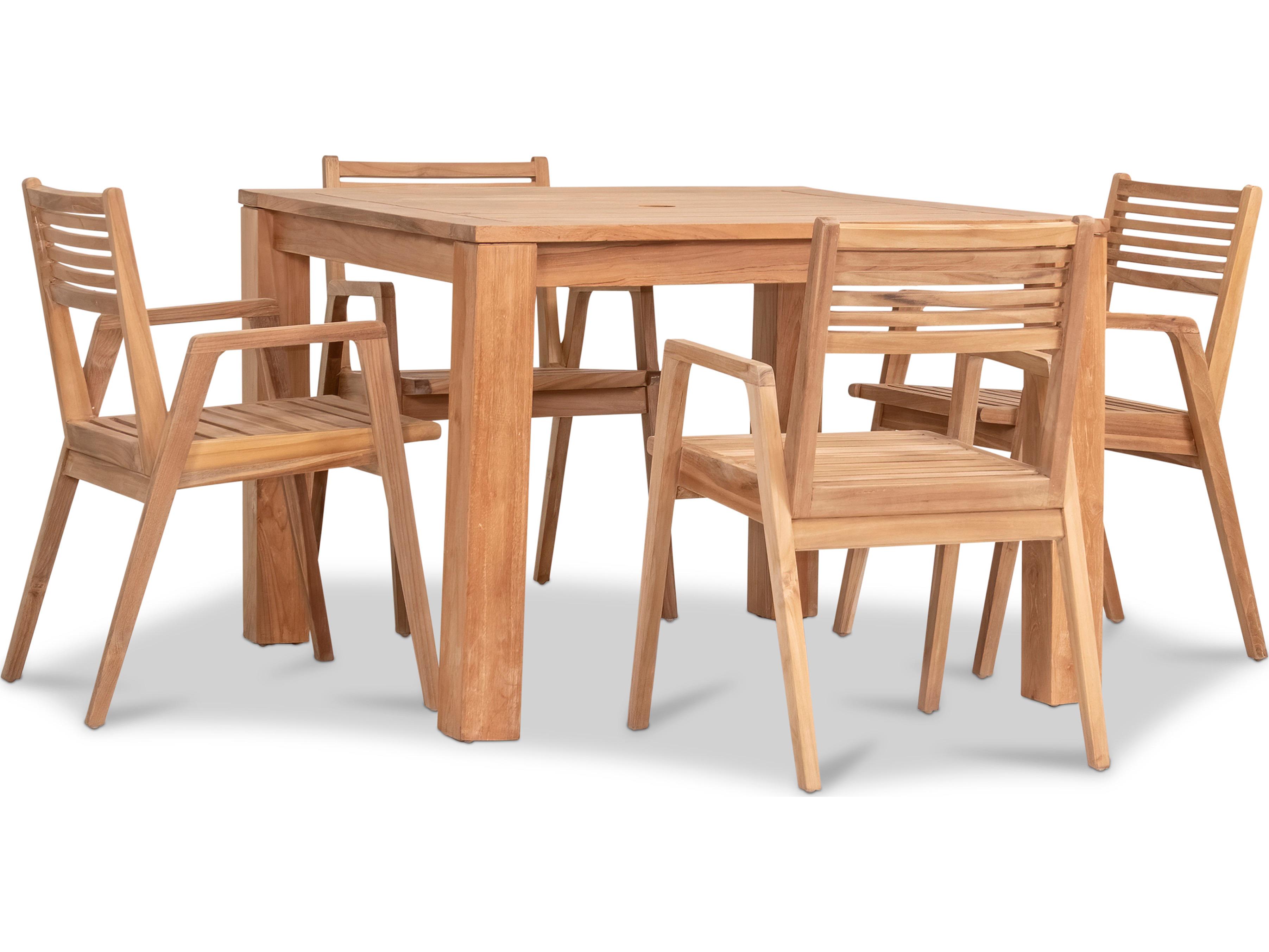 Harmonia Living Link Teak 5 Piece Patio Dining Set