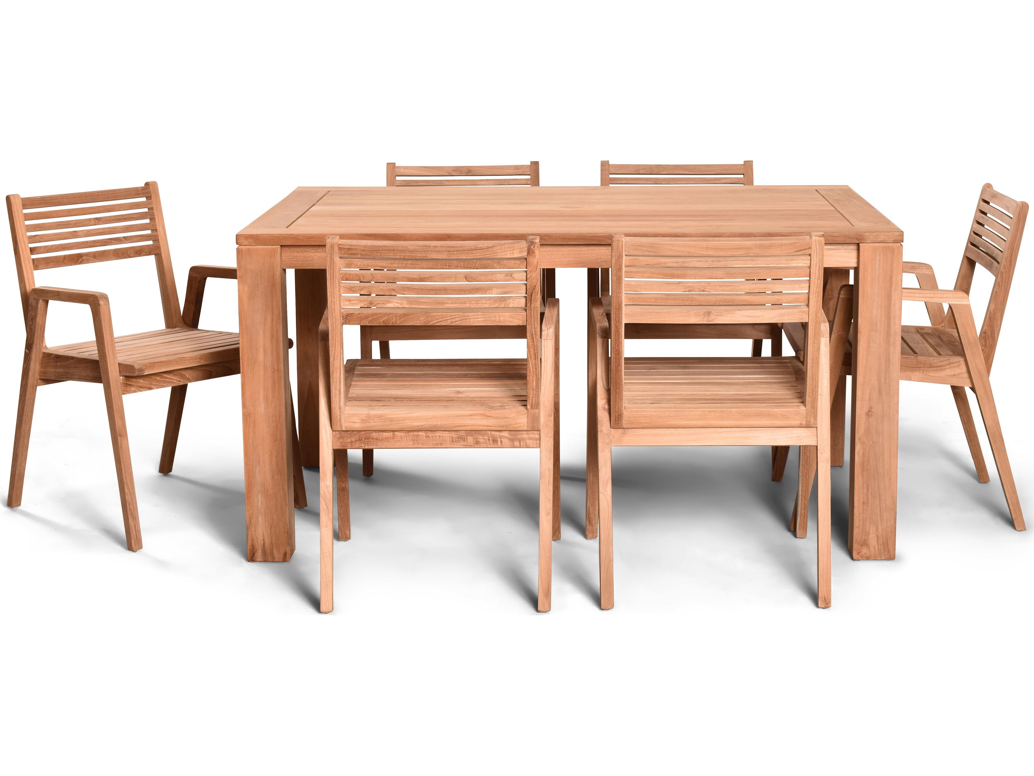 Harmonia Living Link Teak 7 Piece Outdoor Patio Dining Set
