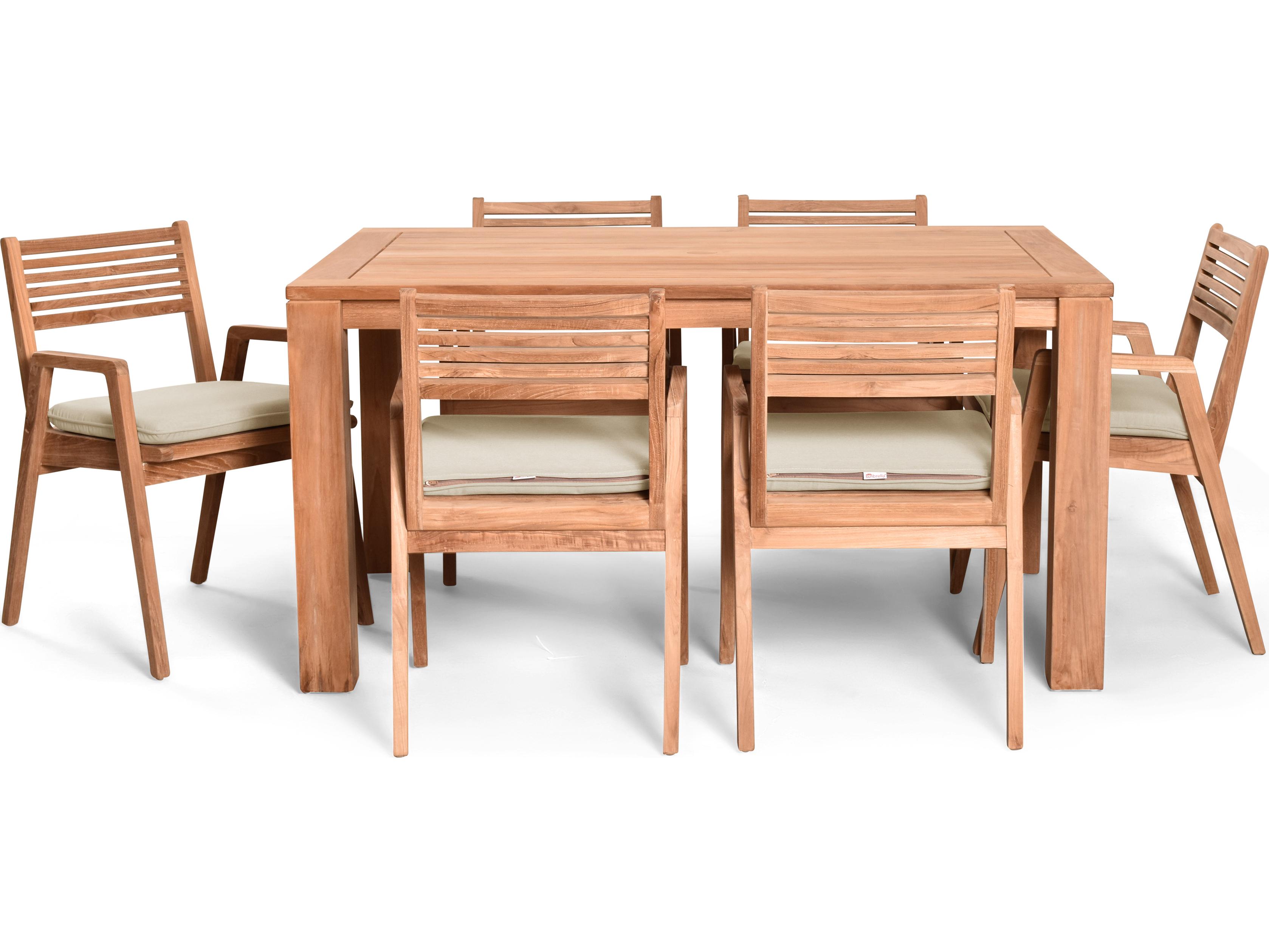 Harmonia Living Link Teak 7 Piece Outdoor Patio Dining Set