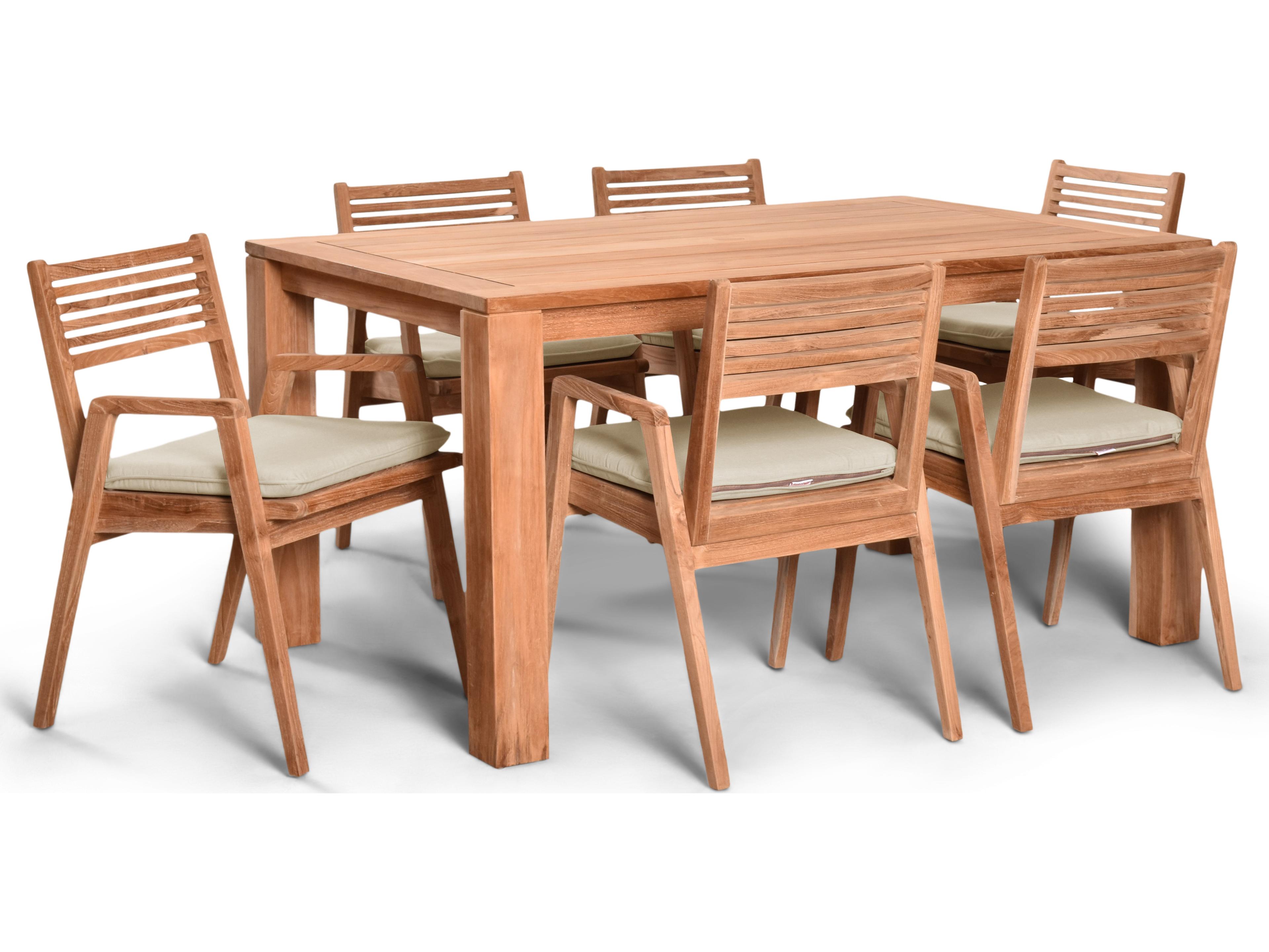 Harmonia Living Link Teak 7 Piece Outdoor Patio Dining Set