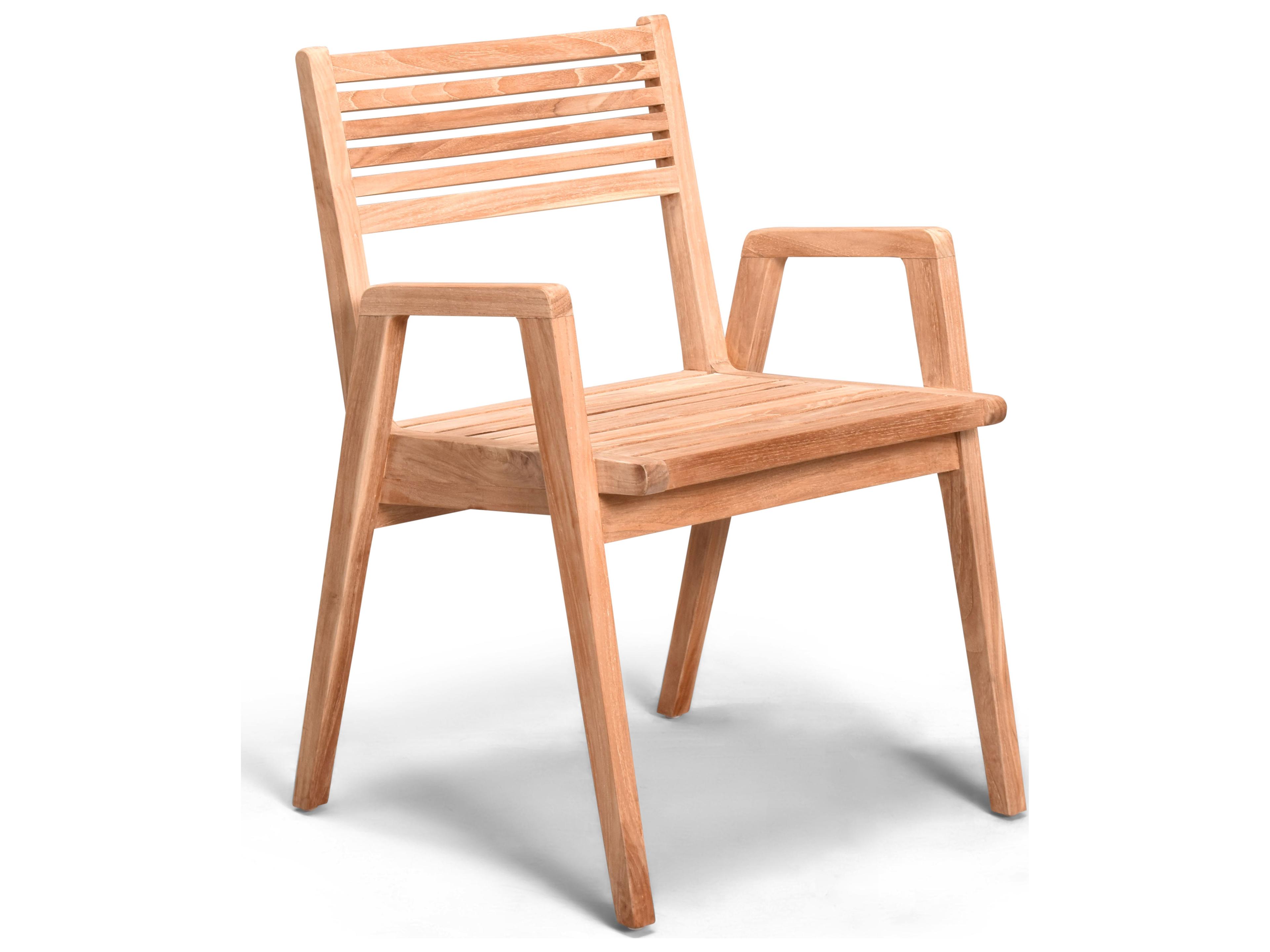 Harmonia Living Link Teak Stackable Outdoor Patio Dining Arm Chair