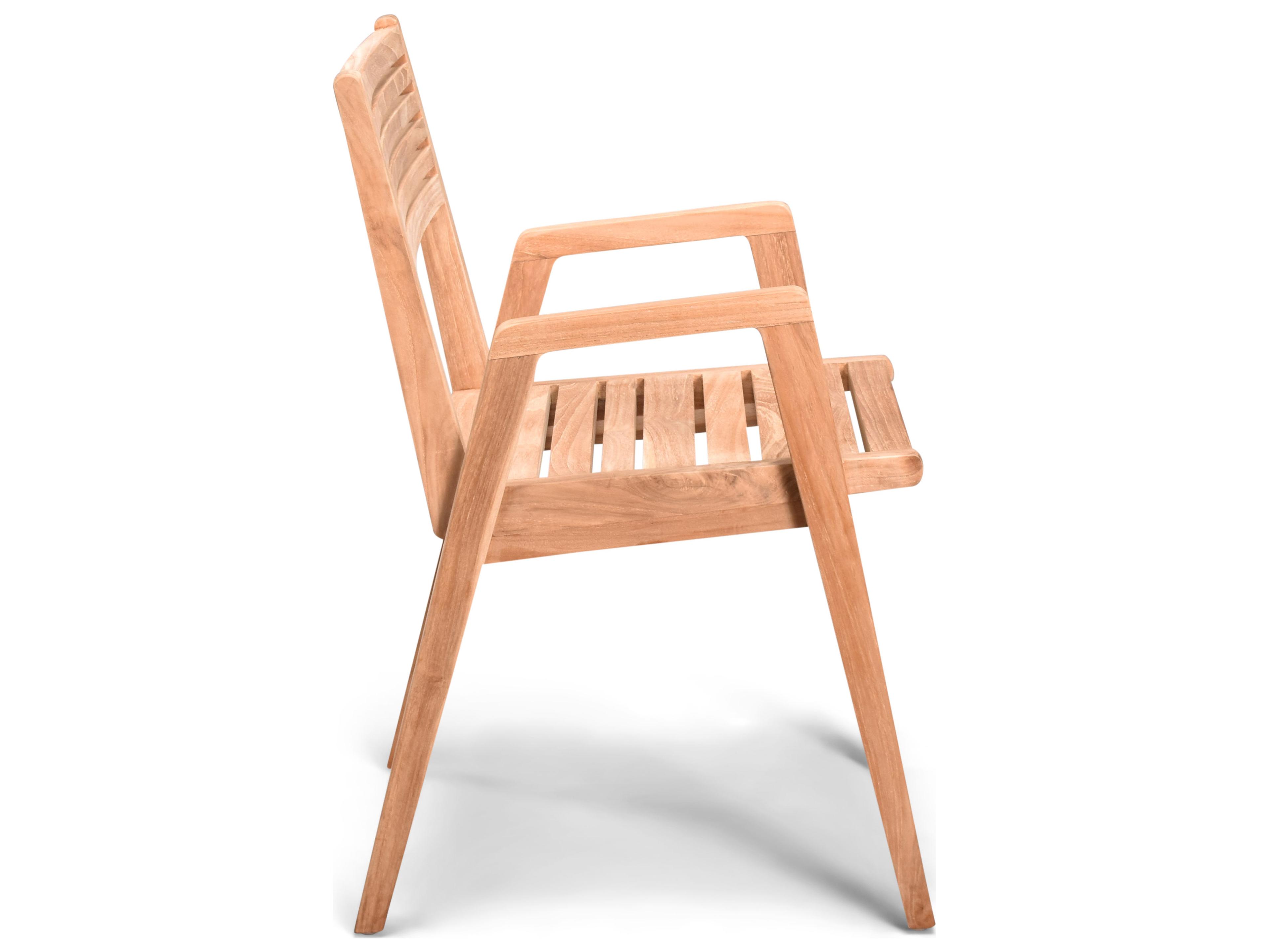 Harmonia Living Link Teak Stackable Outdoor Patio Dining Arm Chair