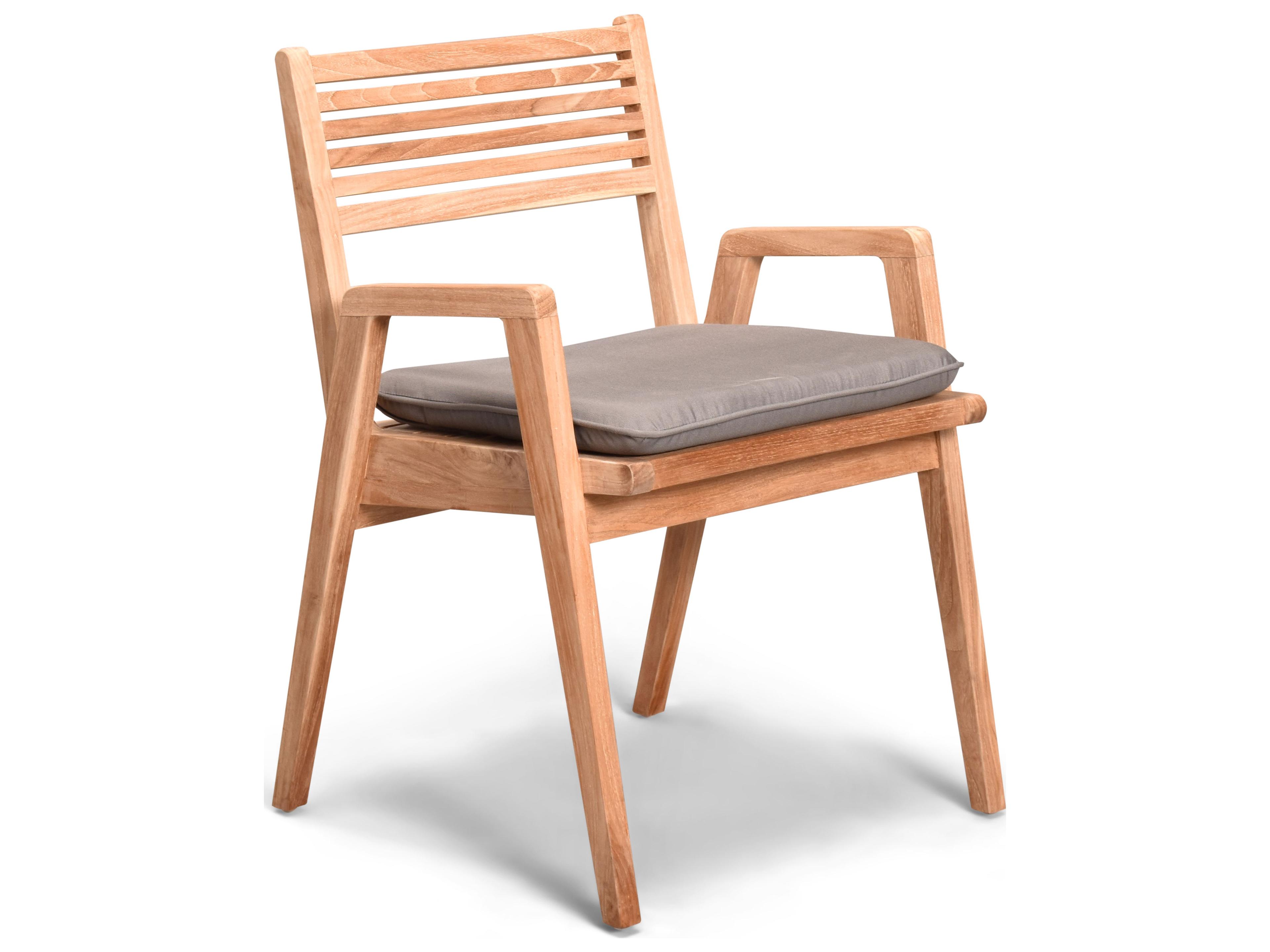 Harmonia Living Link Teak Stackable Outdoor Patio Dining Arm Chair