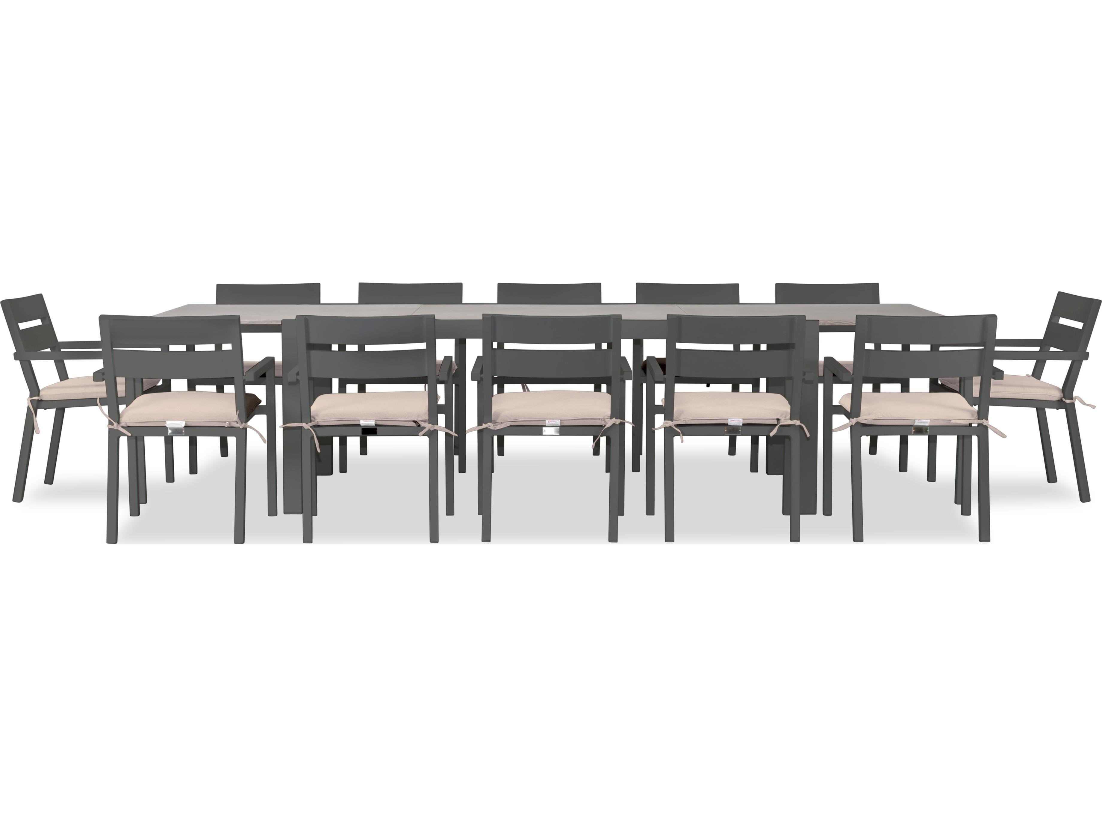 Harmonia Living Pacifica Aluminum Slate 13 Piece Extendable Outdoor Patio Dining Set