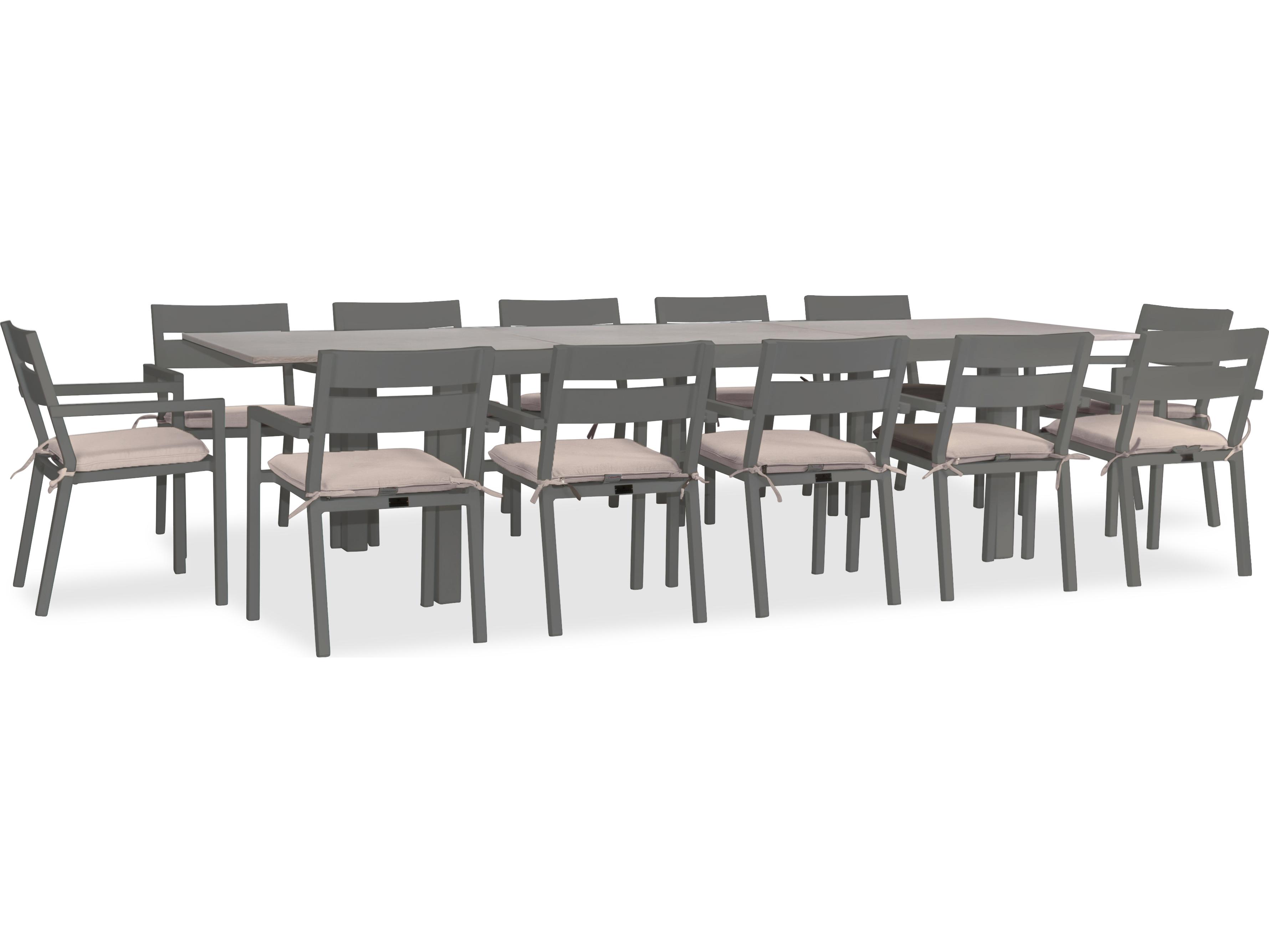 Harmonia Living Pacifica Aluminum Slate 13 Piece Extendable Outdoor Patio Dining Set
