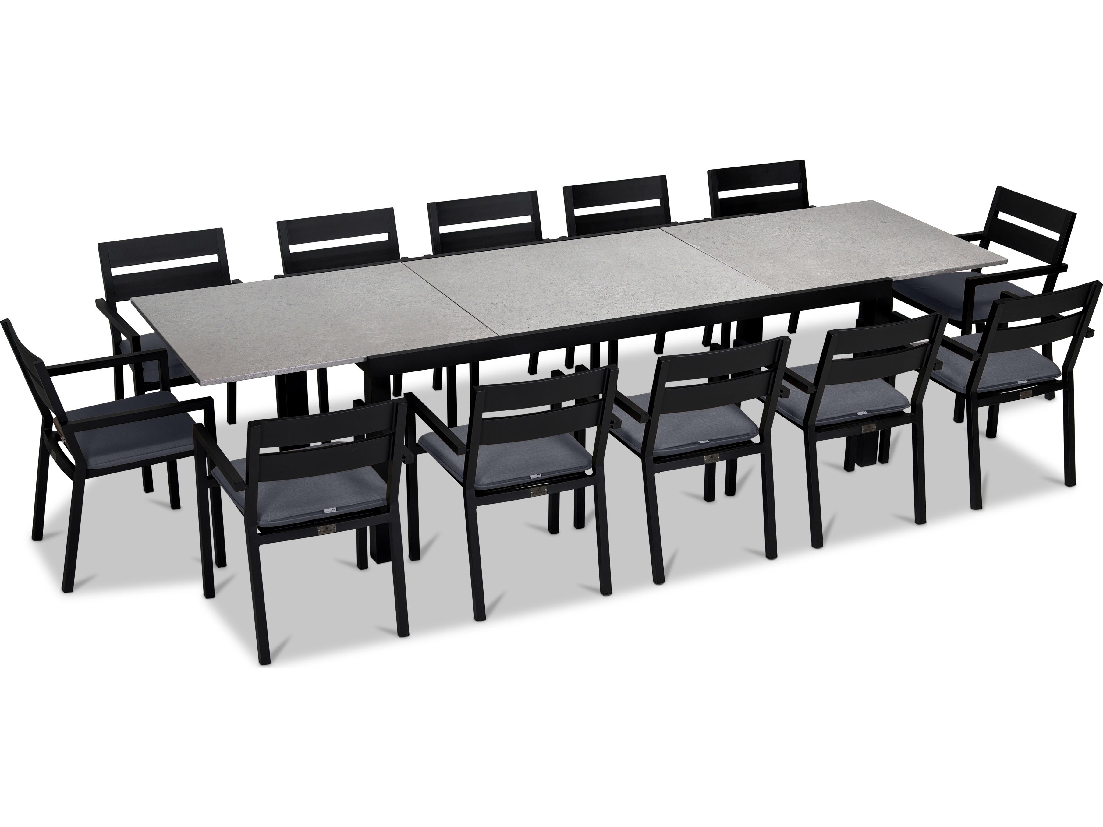 Harmonia Living Pacifica Aluminum Black 13 Piece Extendable Patio Dining Set