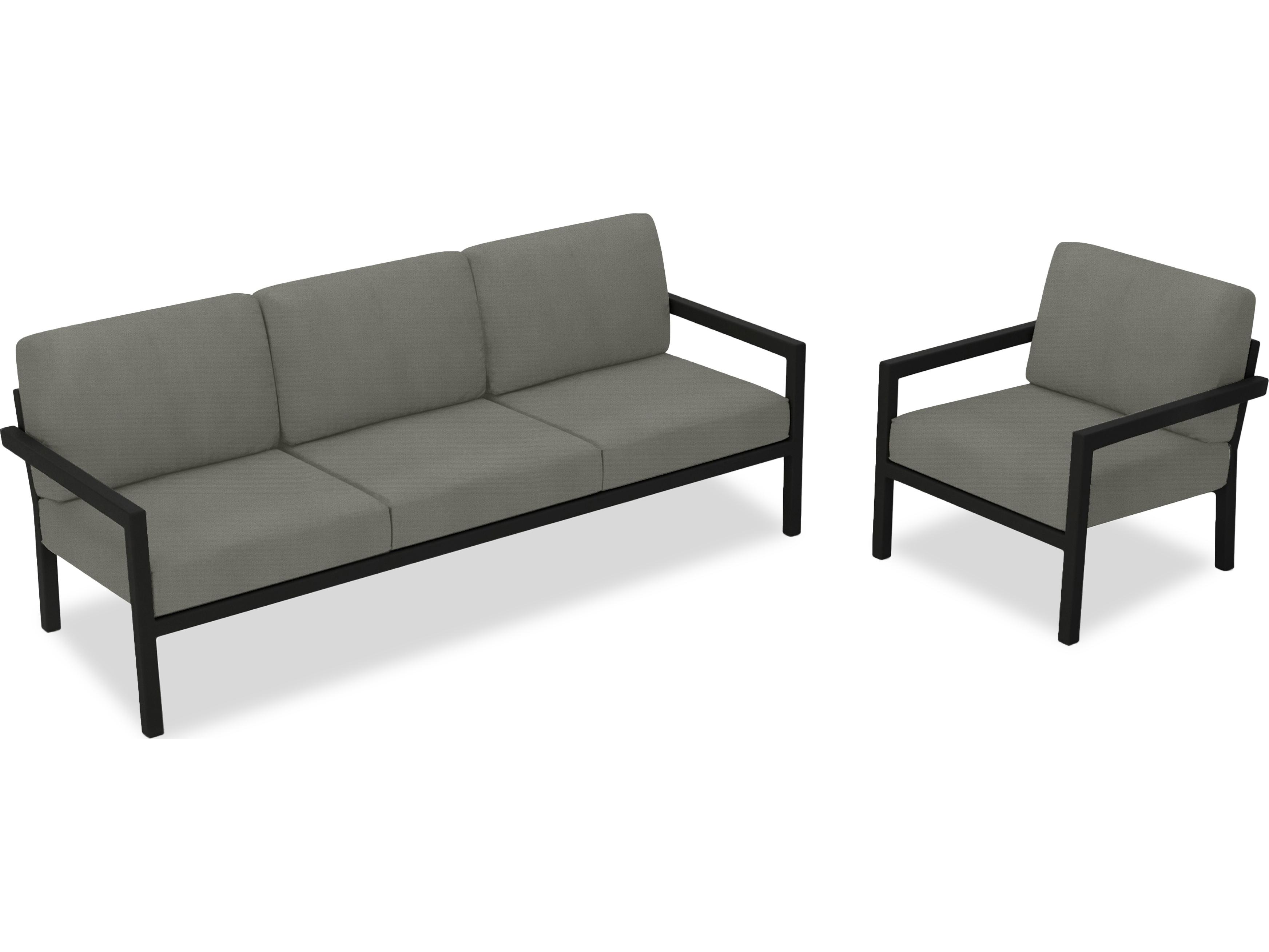 Harmonia Living Pacifica Aluminum Black 2 Piece Patio Lounge Set