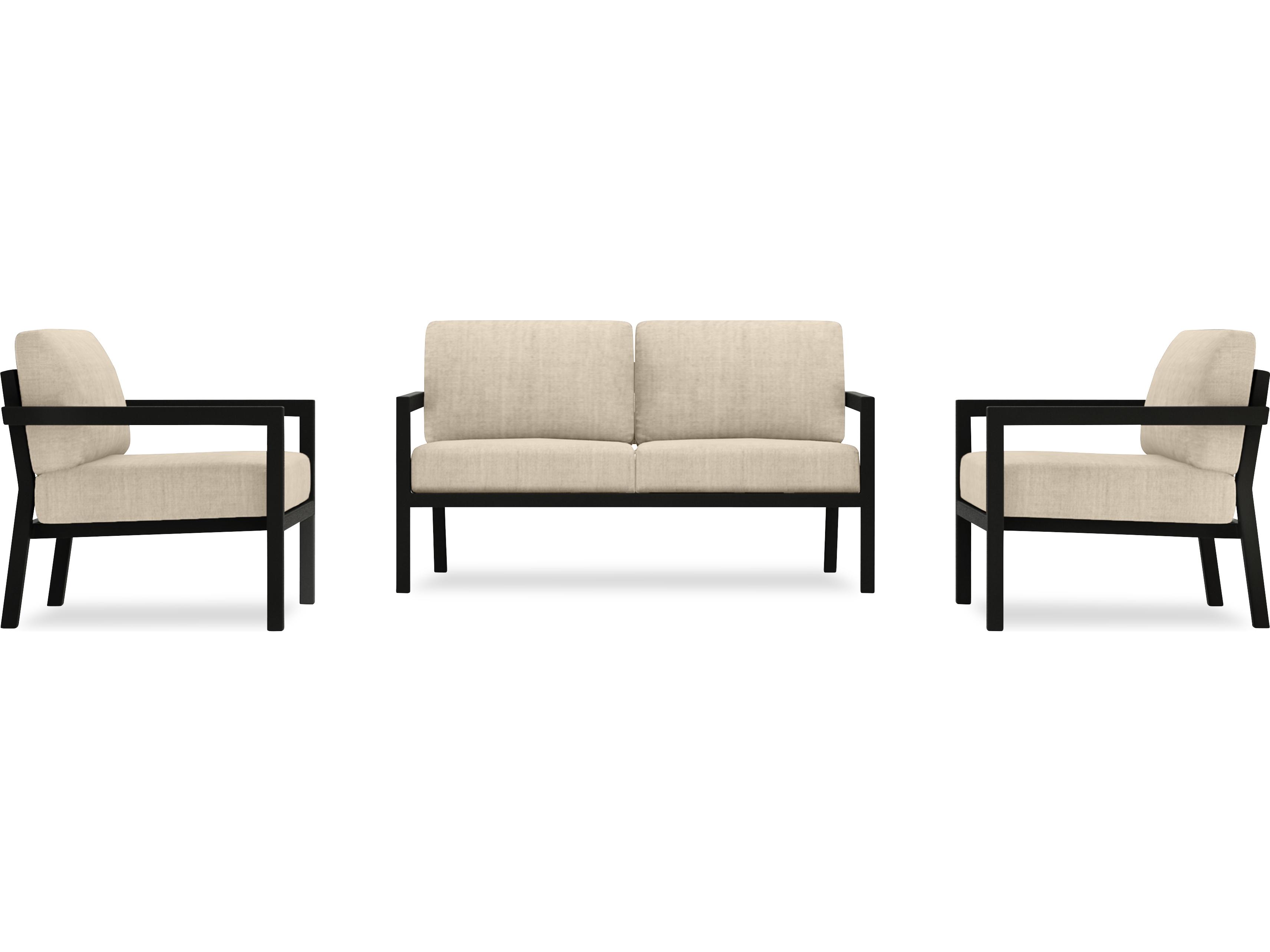 Harmonia Living Pacifica Aluminum Black 3 Piece Outdoor Lounge Set