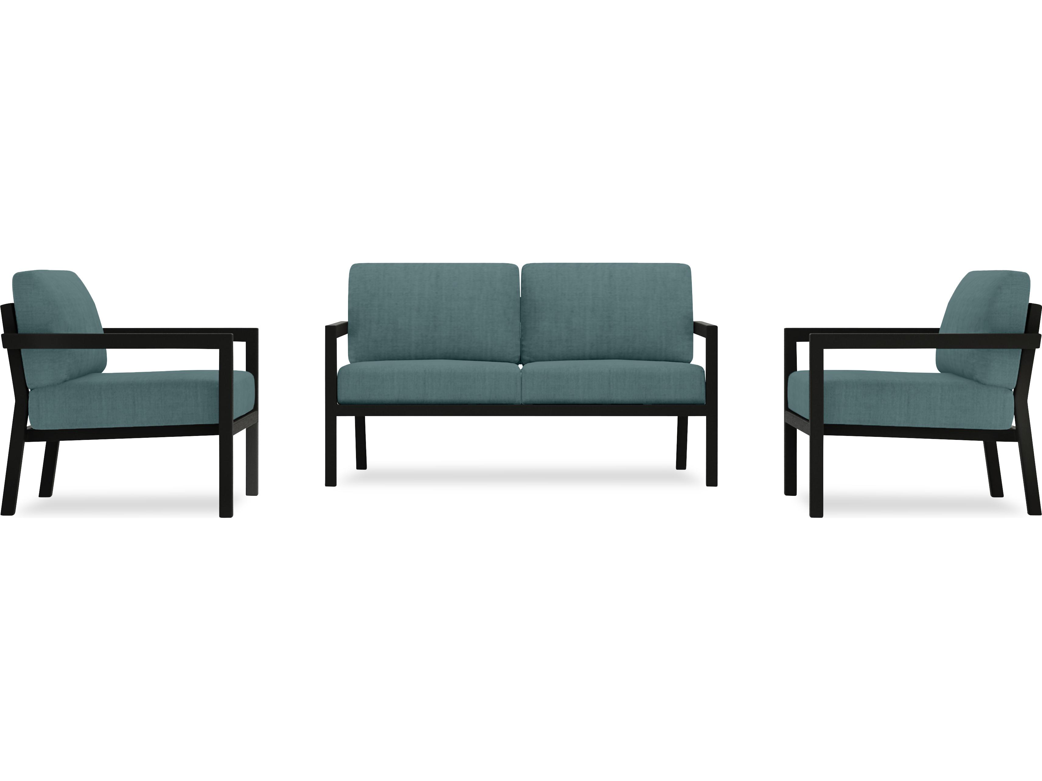 Harmonia Living Pacifica Aluminum Black 3 Piece Outdoor Lounge Set