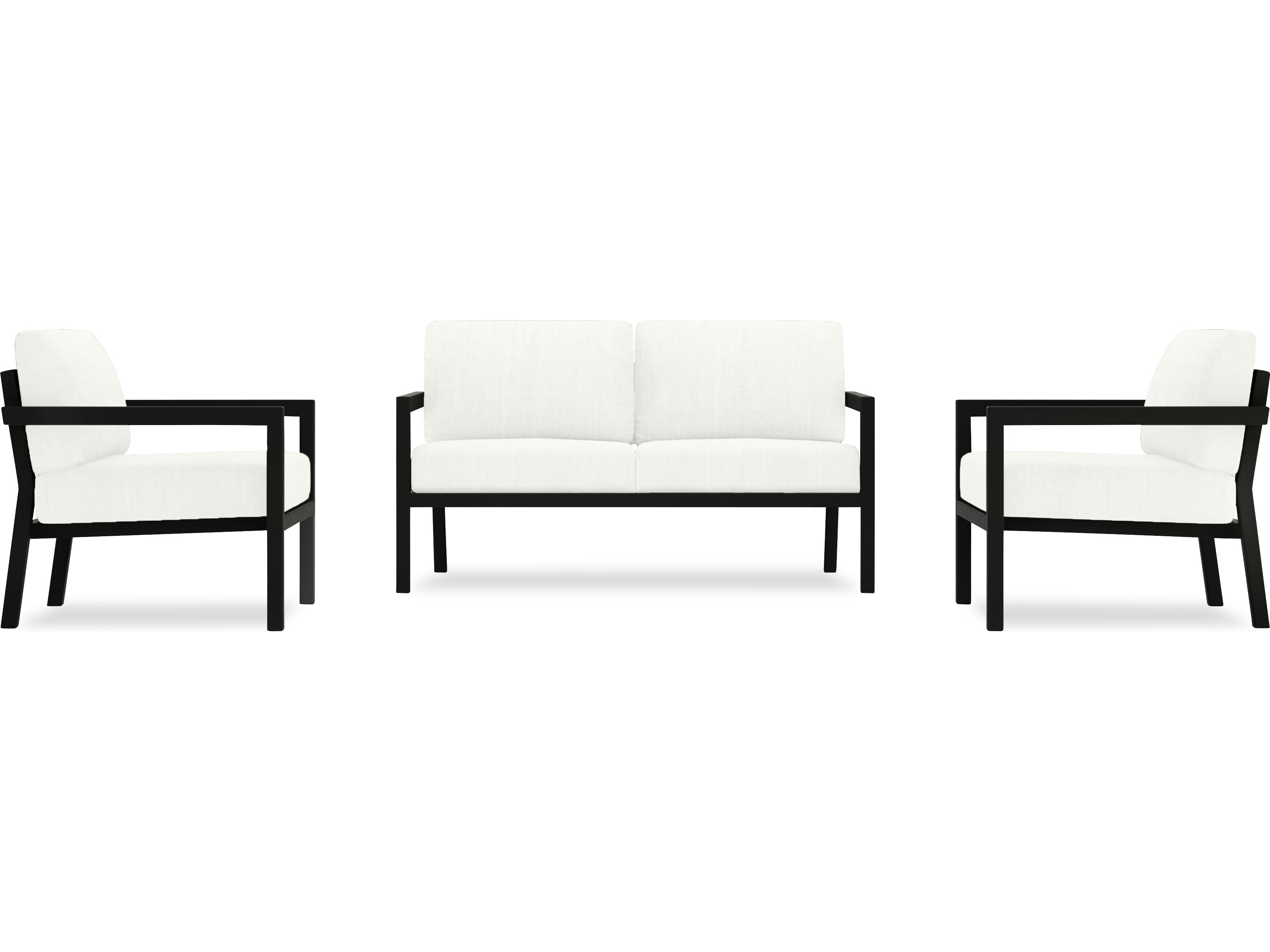 Harmonia Living Pacifica Aluminum Black 3 Piece Outdoor Lounge Set