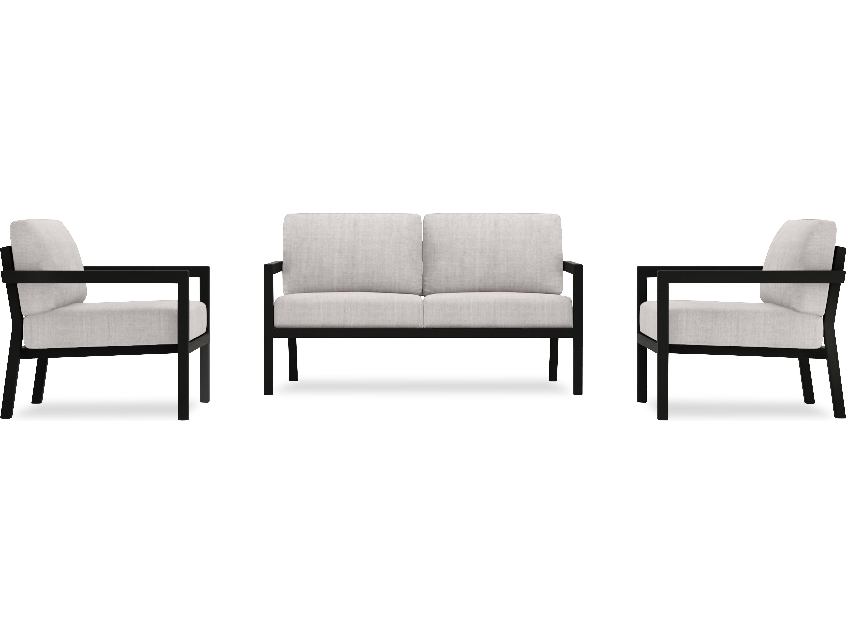 Harmonia Living Pacifica Aluminum Black 3 Piece Outdoor Lounge Set