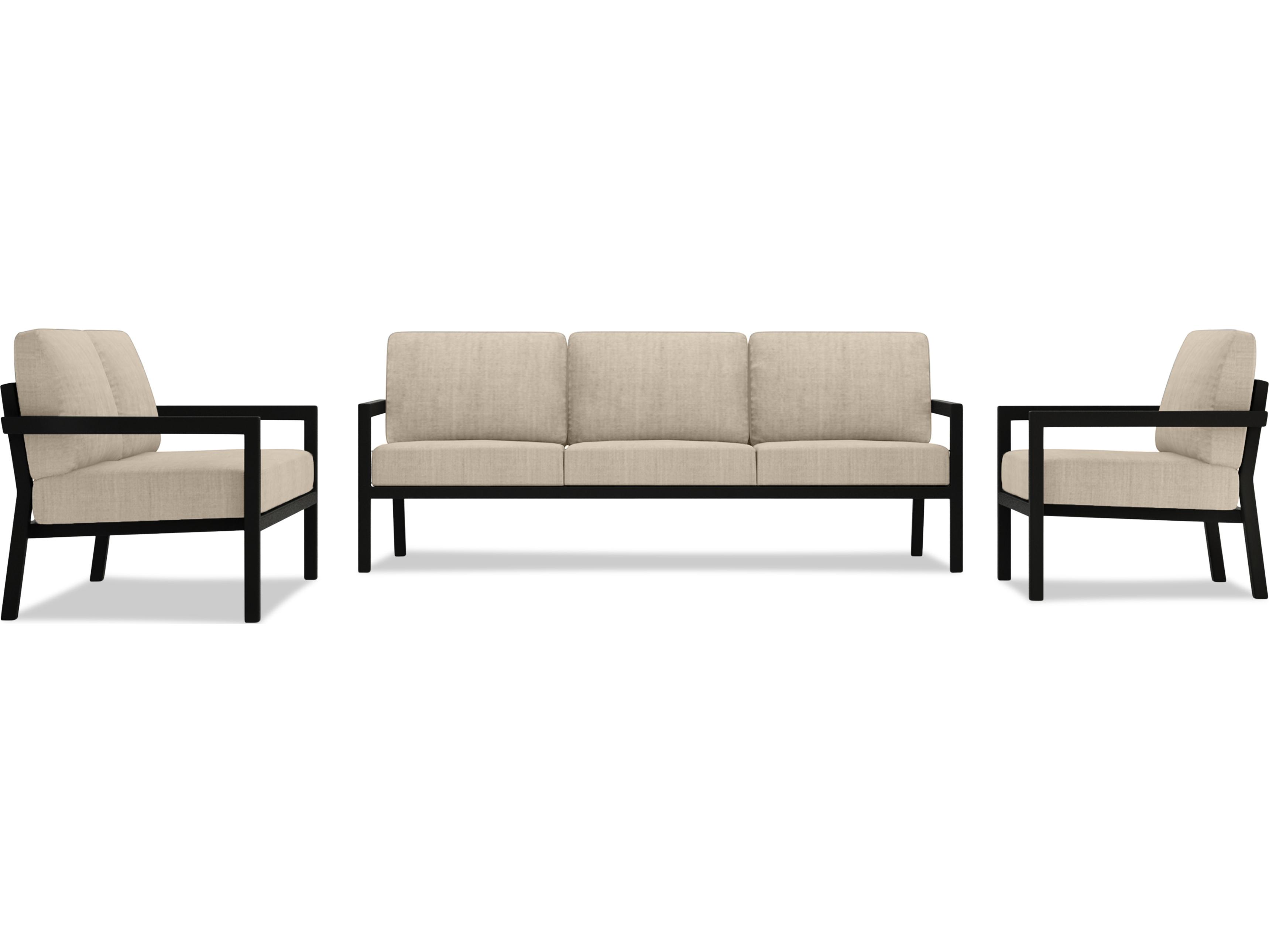 Harmonia Living Pacifica Aluminum Black 3 Piece Outdoor Patio Lounge Set