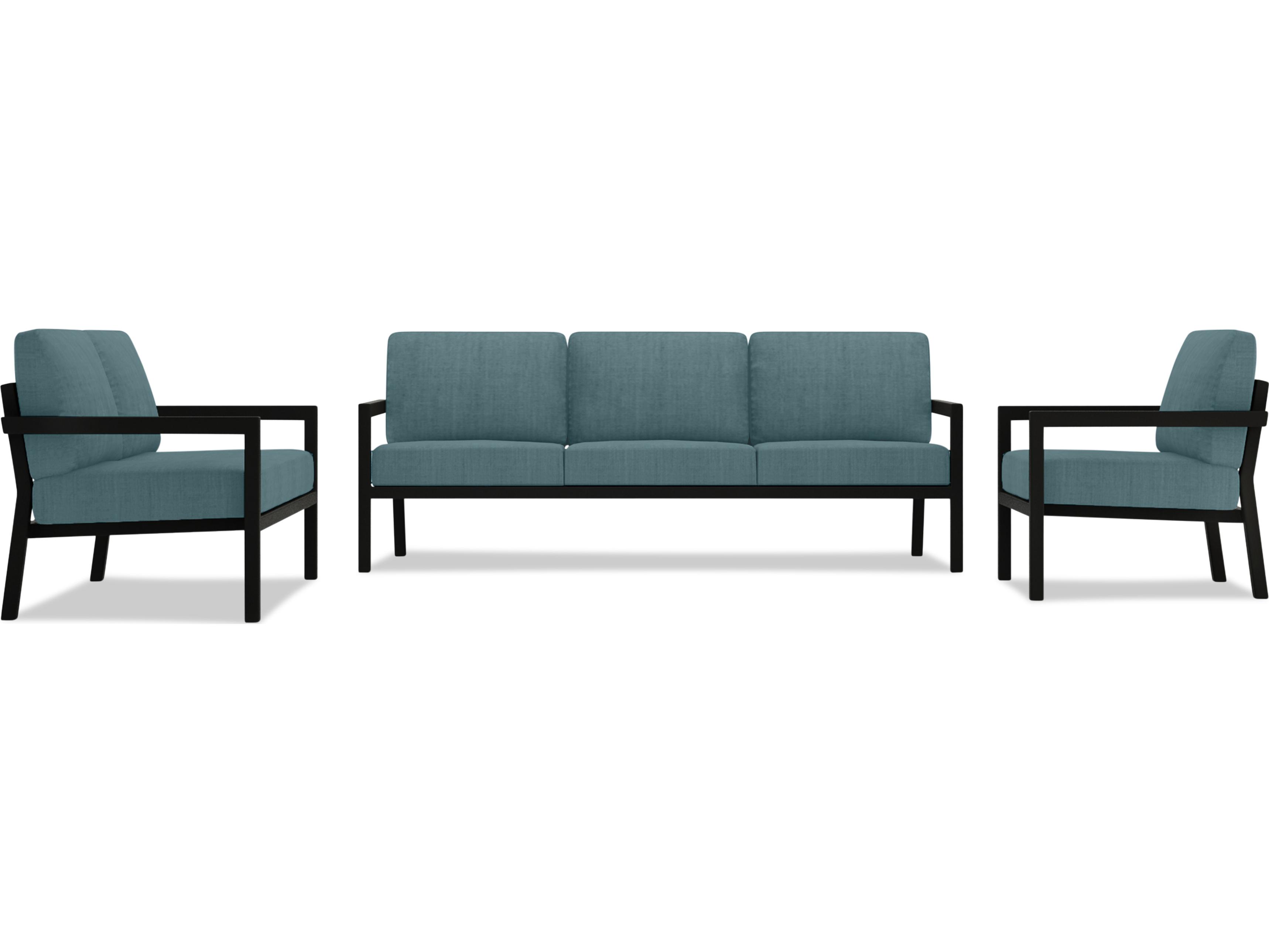 Harmonia Living Pacifica Aluminum Black 3 Piece Outdoor Patio Lounge Set