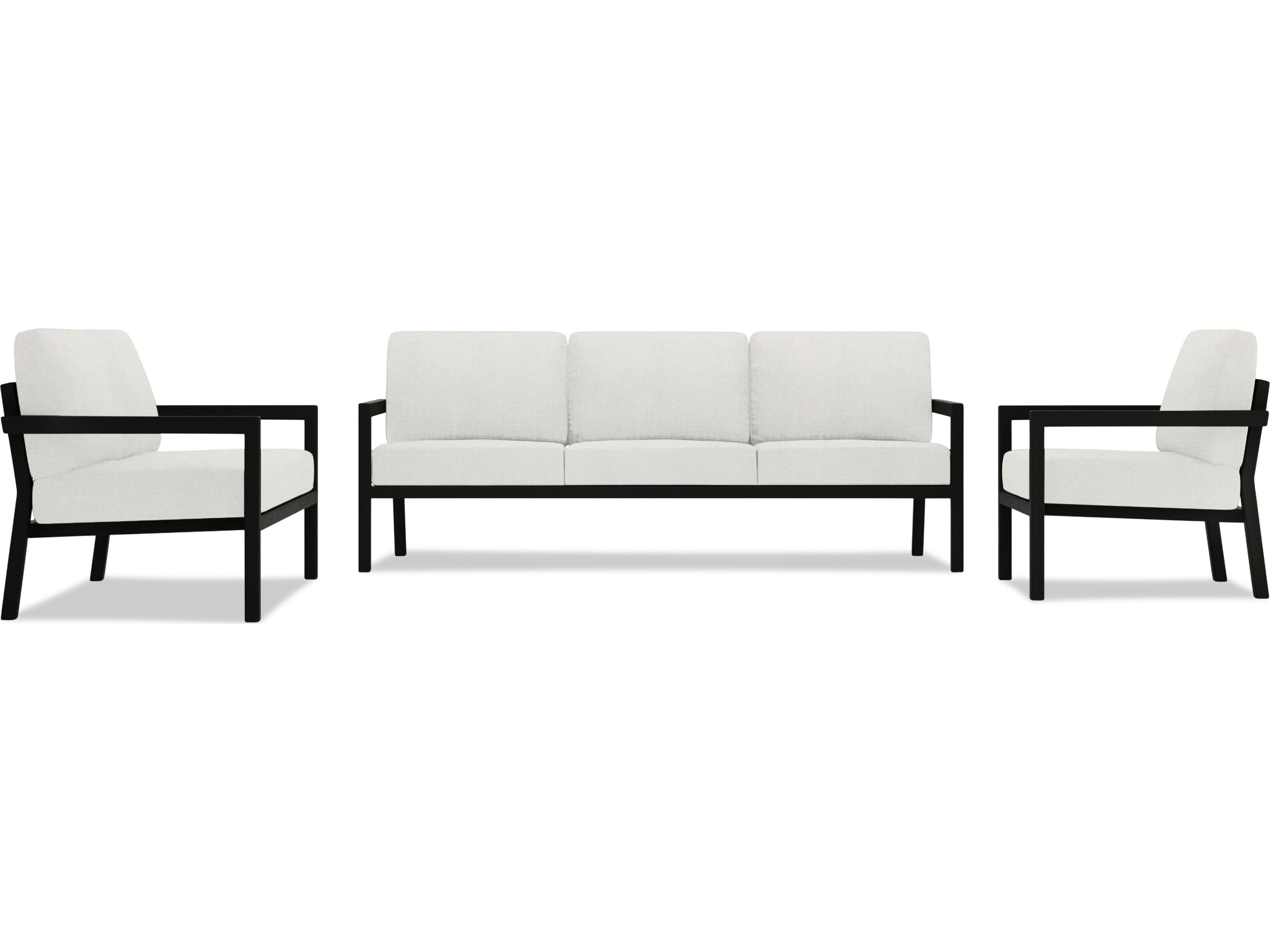 Harmonia Living Pacifica Aluminum Black 3 Piece Outdoor Patio Lounge Set