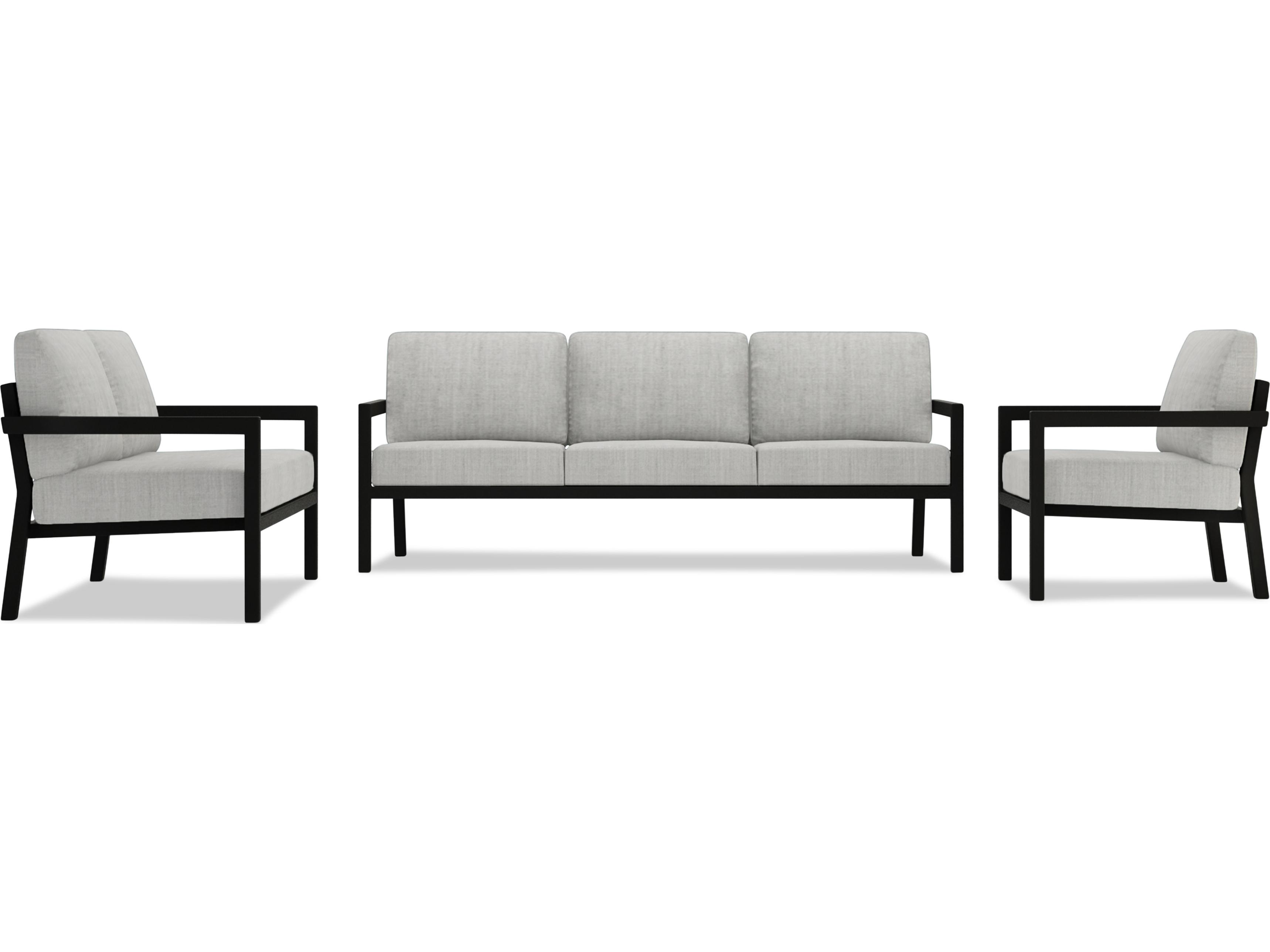 Harmonia Living Pacifica Aluminum Black 3 Piece Outdoor Patio Lounge Set