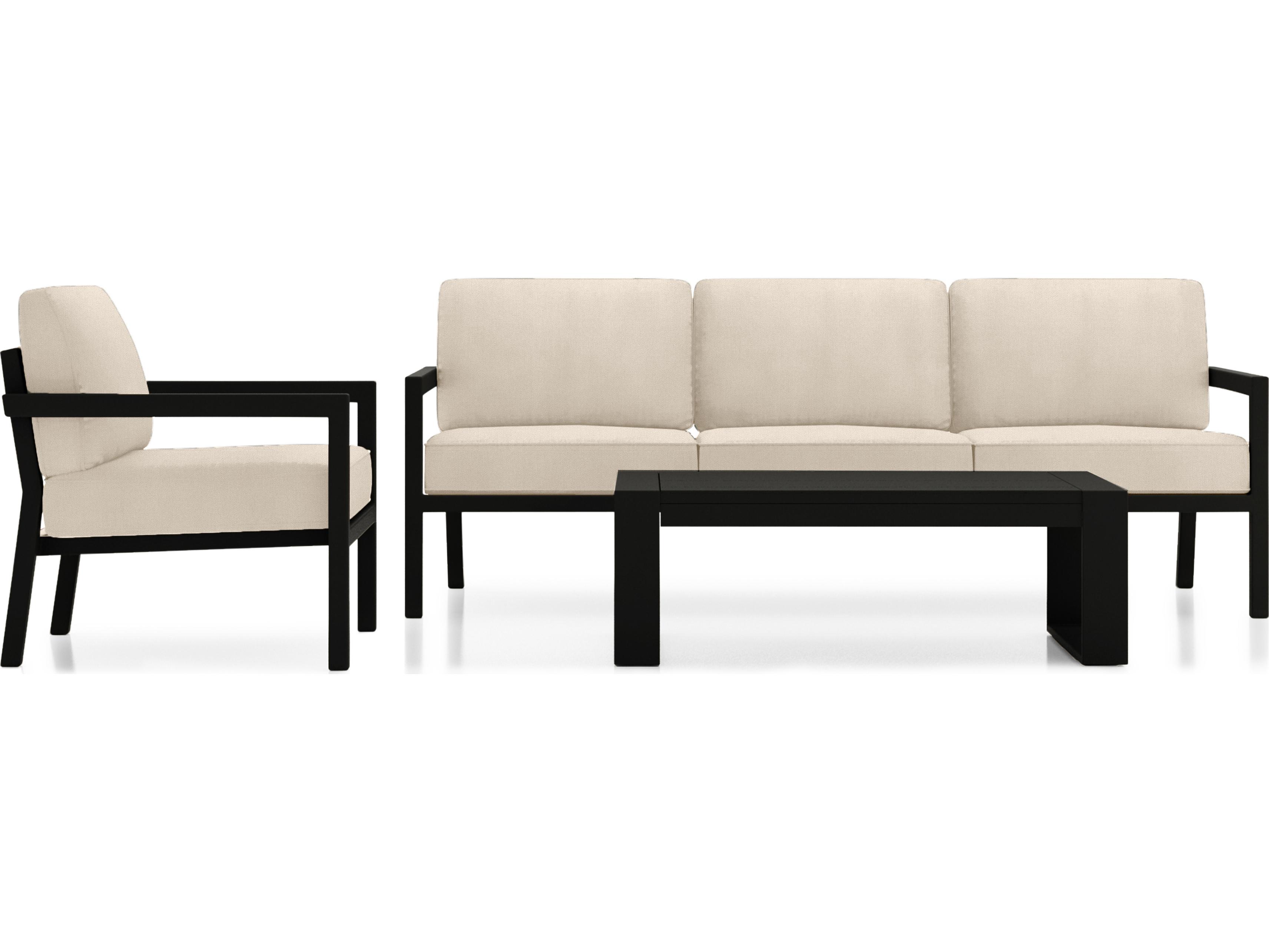 Harmonia Living Pacifica Aluminum Black 3 Piece Patio Lounge Set