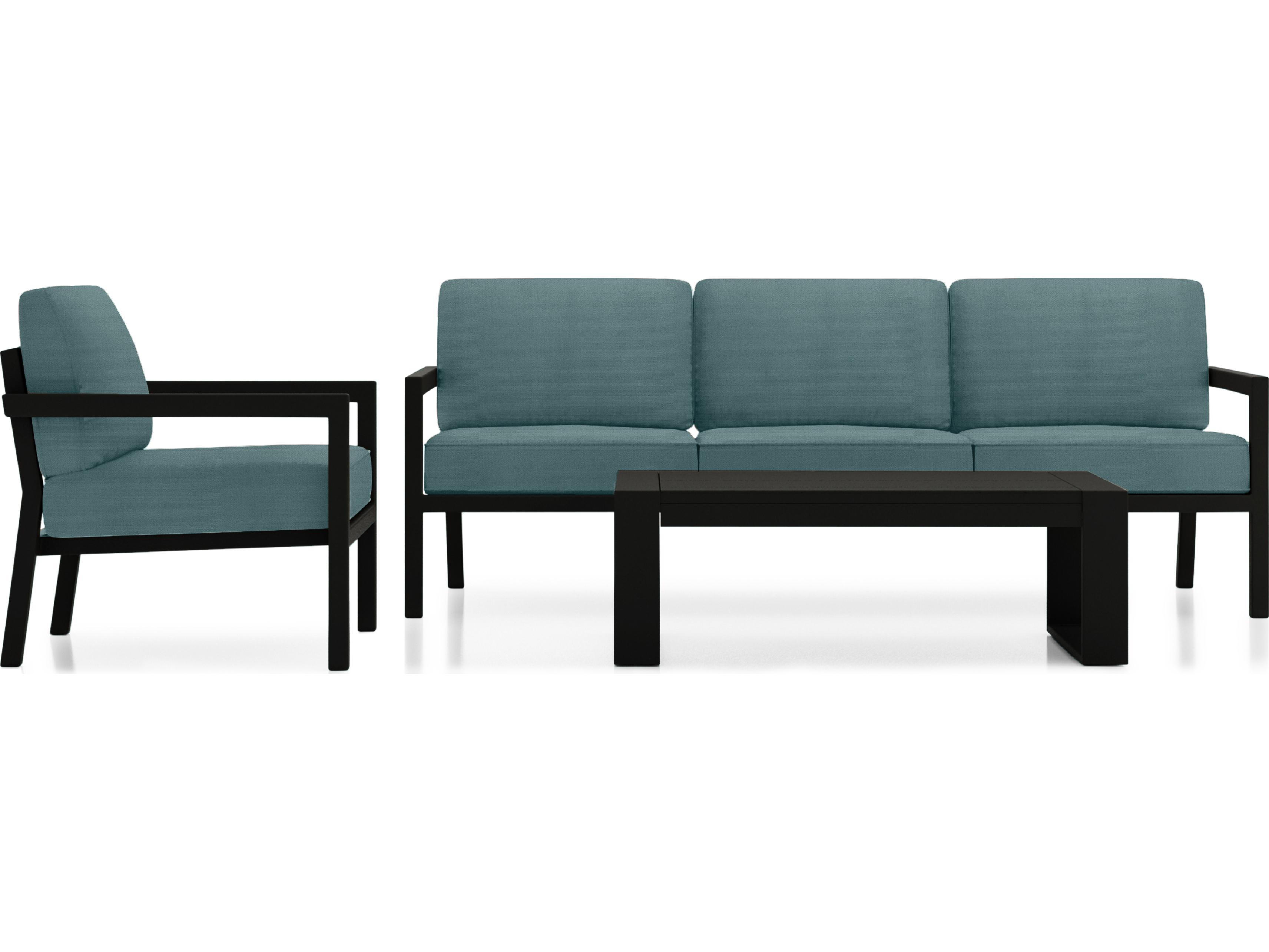 Harmonia Living Pacifica Aluminum Black 3 Piece Patio Lounge Set