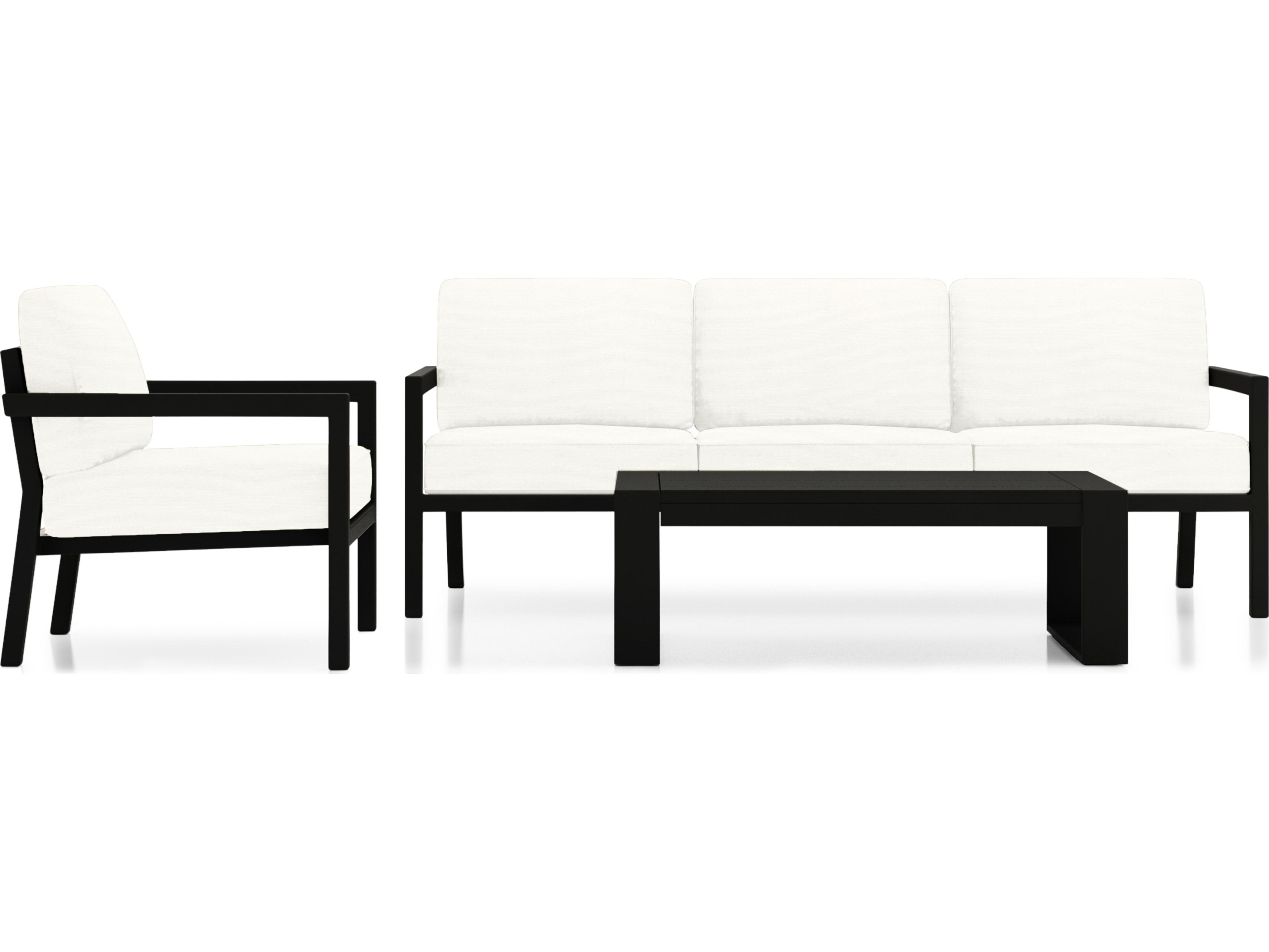 Harmonia Living Pacifica Aluminum Black 3 Piece Patio Lounge Set