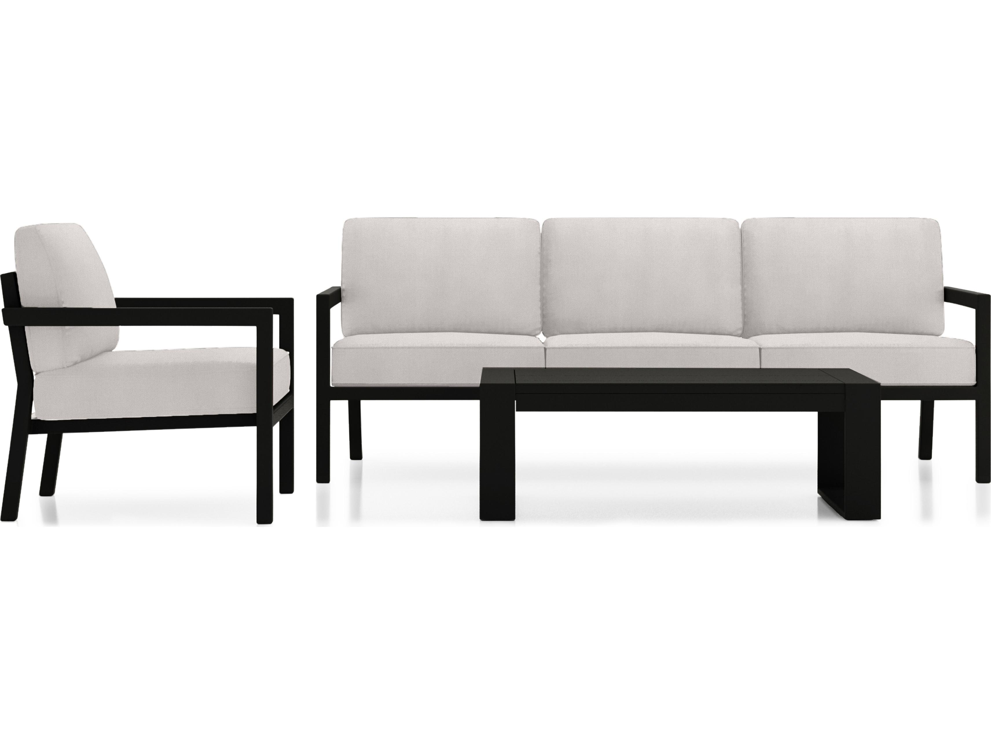 Harmonia Living Pacifica Aluminum Black 3 Piece Patio Lounge Set