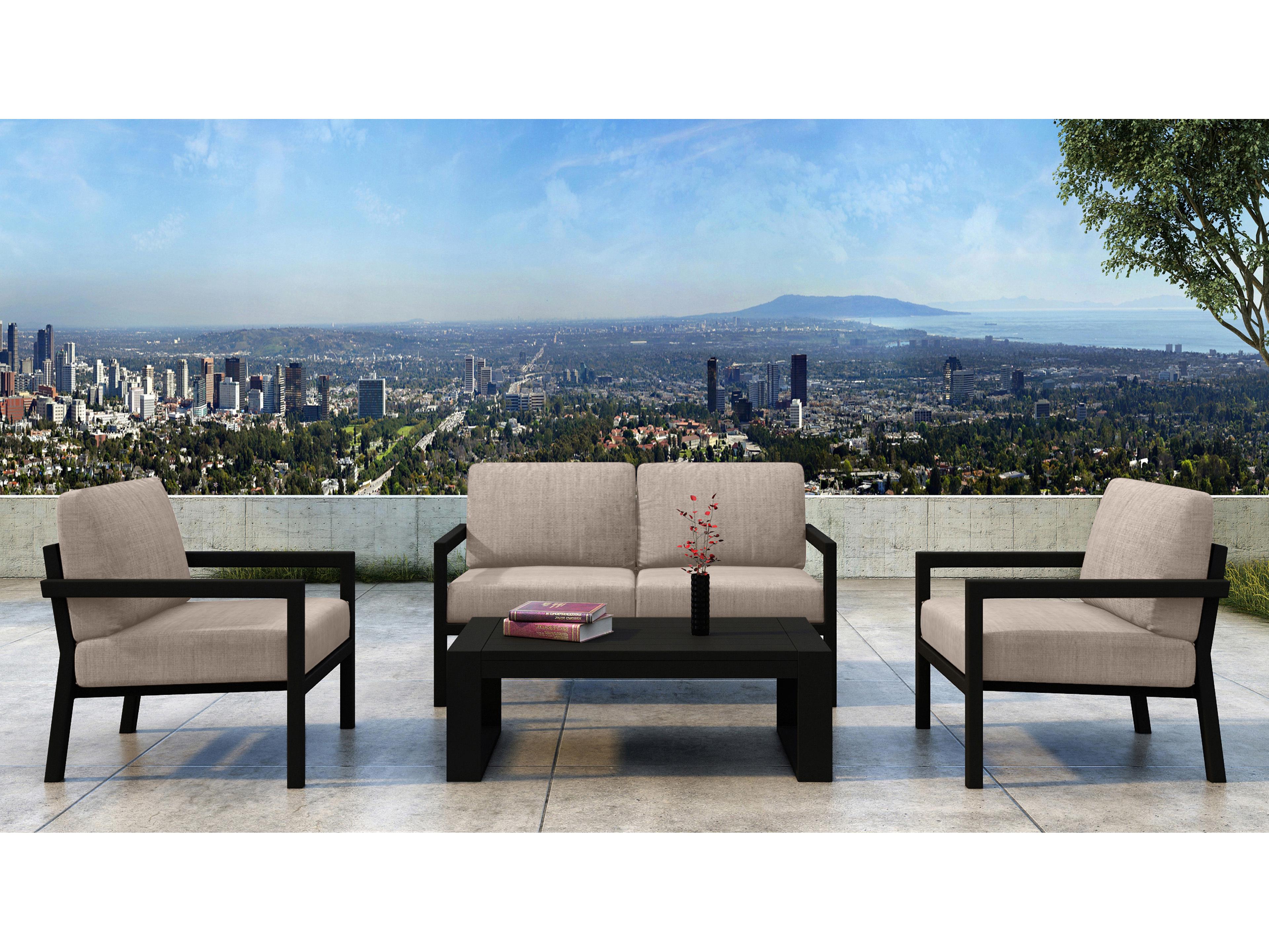 Harmonia Living Pacifica Aluminum Black 4 Piece Outdoor Lounge Set