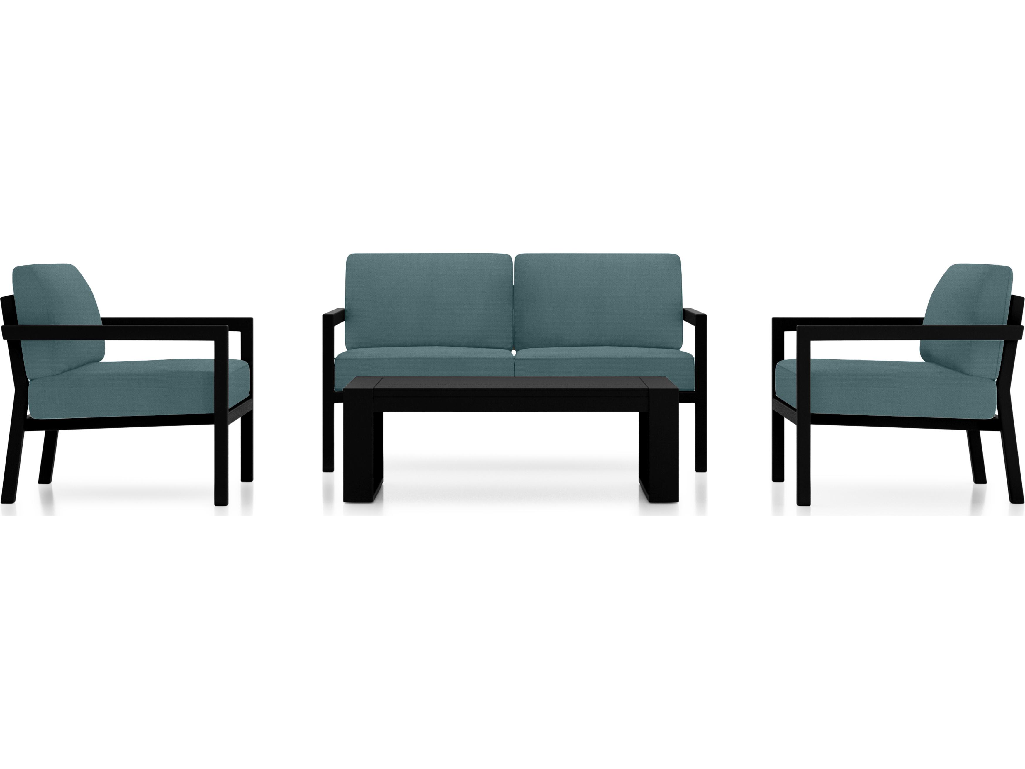 Harmonia Living Pacifica Aluminum Black 4 Piece Outdoor Lounge Set