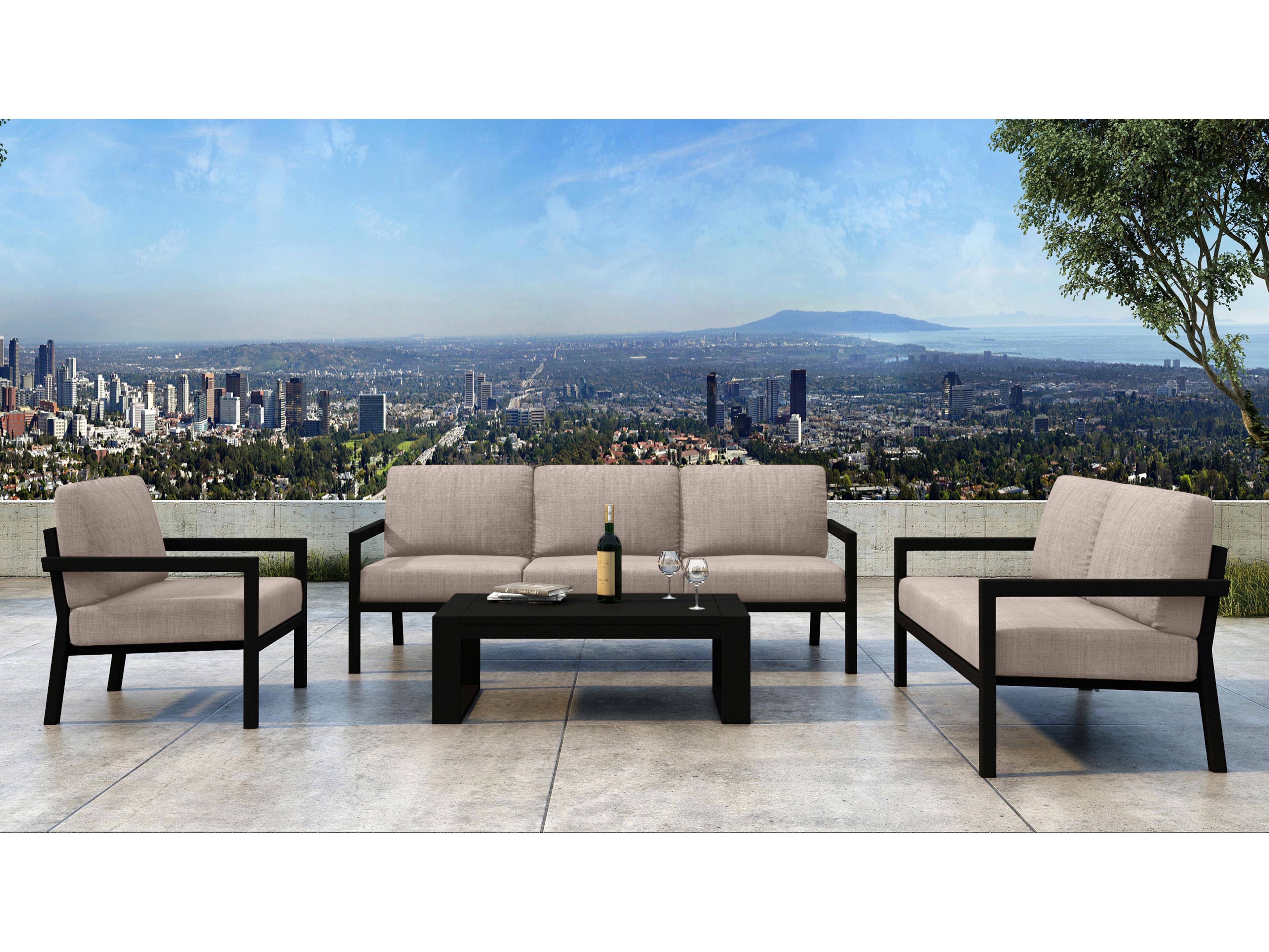 Harmonia Living Pacifica Aluminum Black 5 Piece Outdoor Patio Lounge Set