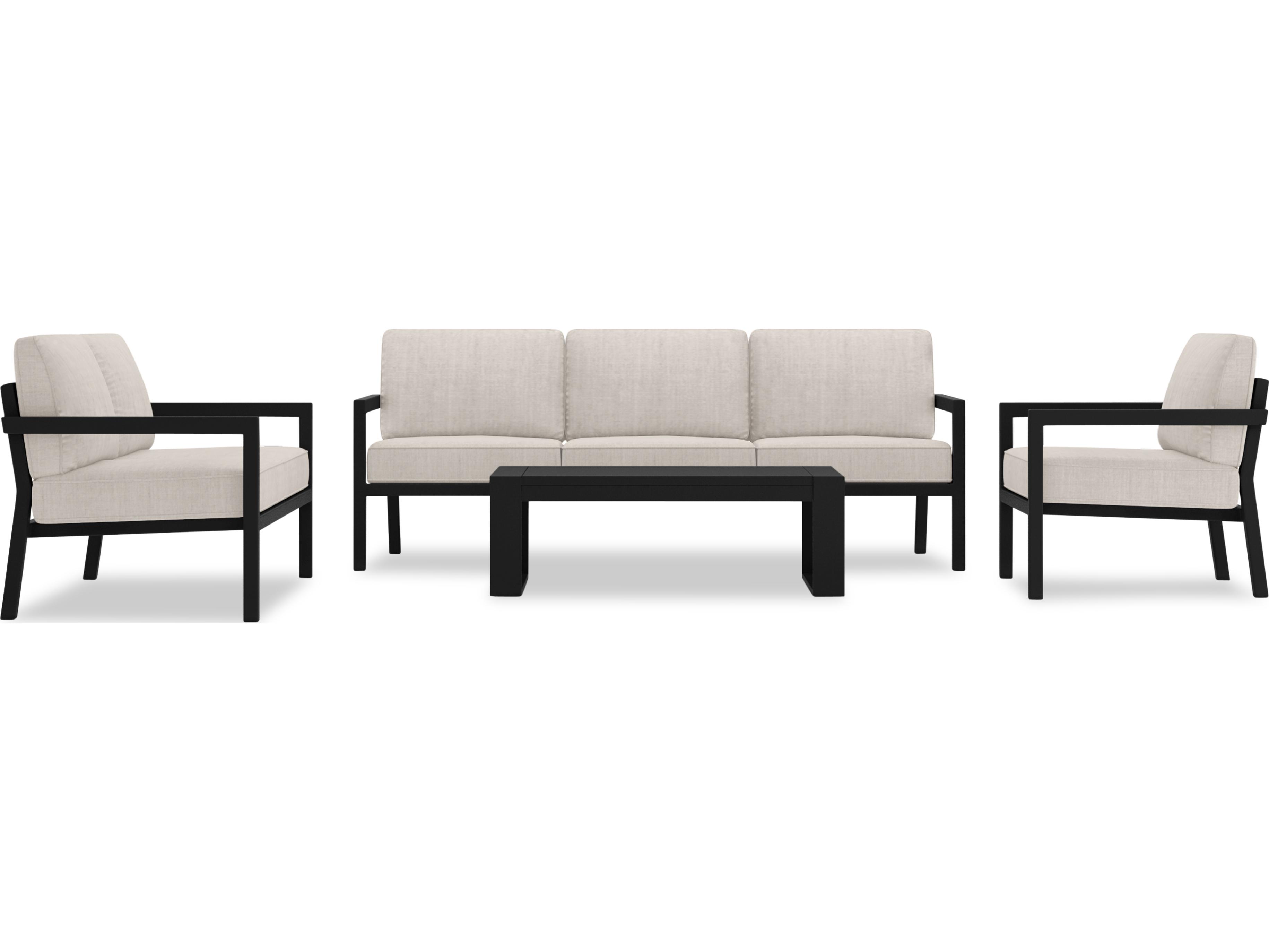 Harmonia Living Pacifica Aluminum Black 5 Piece Outdoor Patio Lounge Set