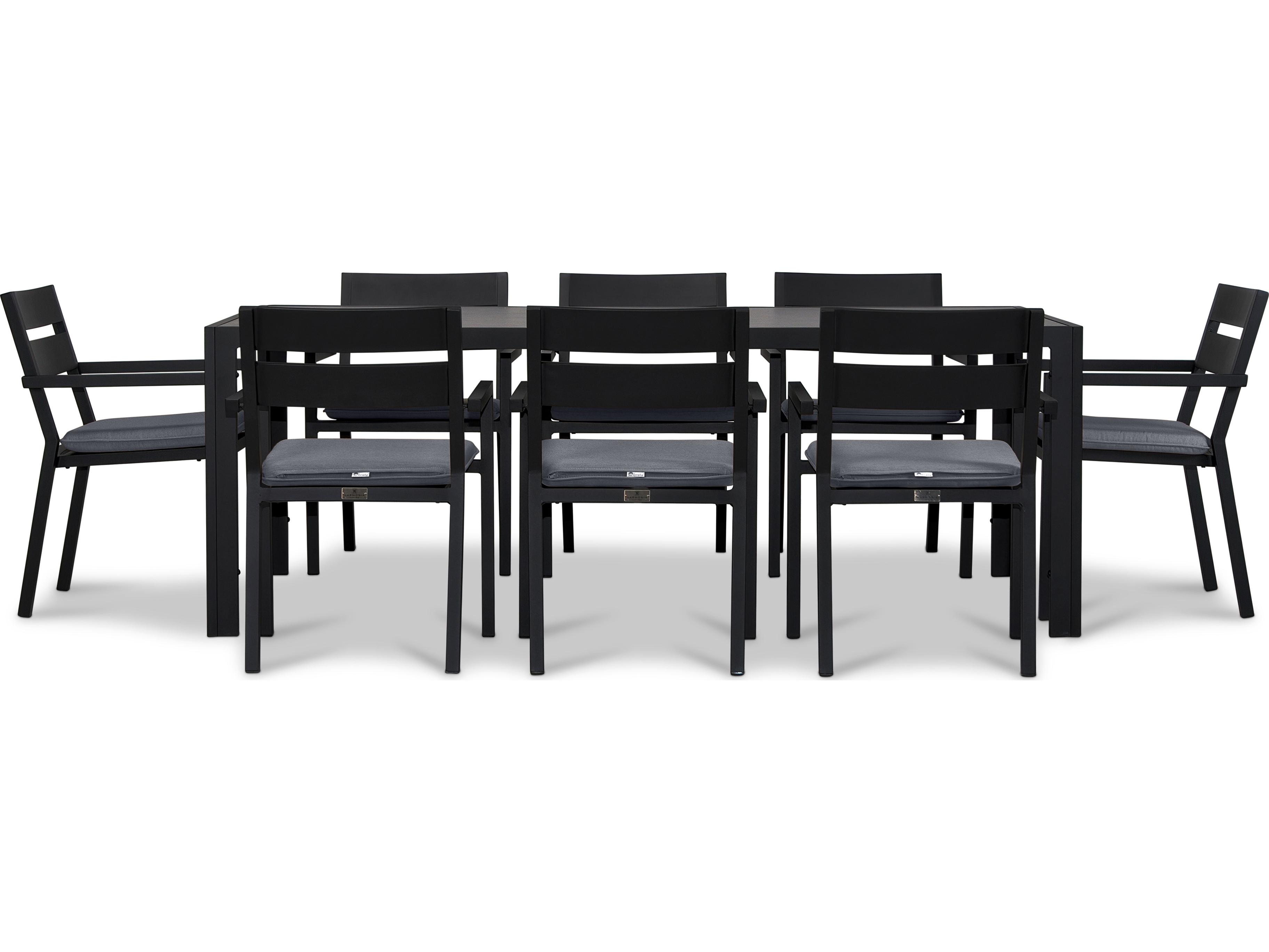 Harmonia Living Pacifica Aluminum Black 8 Seat Outdoor Dining Set