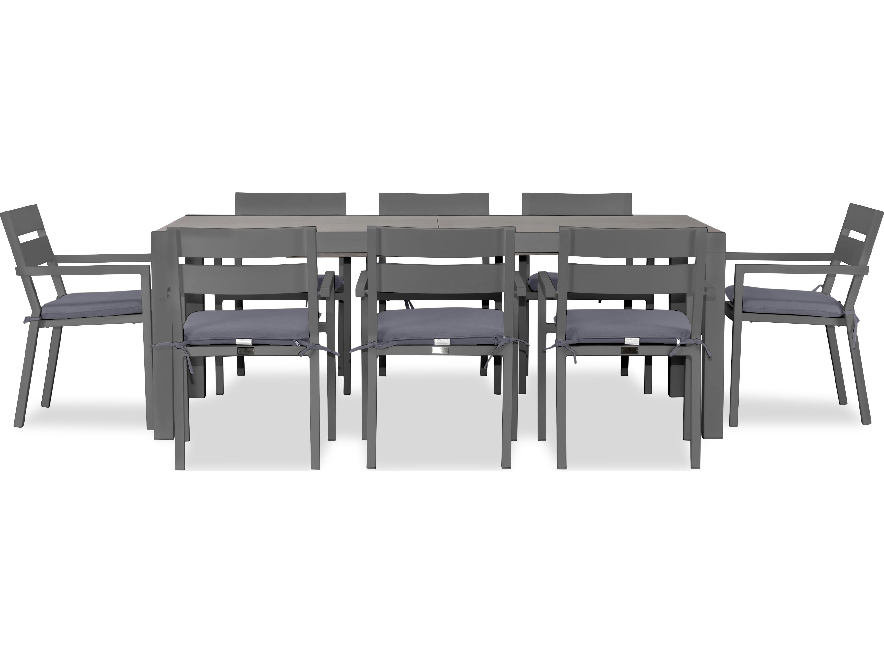 Harmonia Living Pacifica Aluminum Slate Classic 9 Piece Extendable Outdoor Patio Dining Set