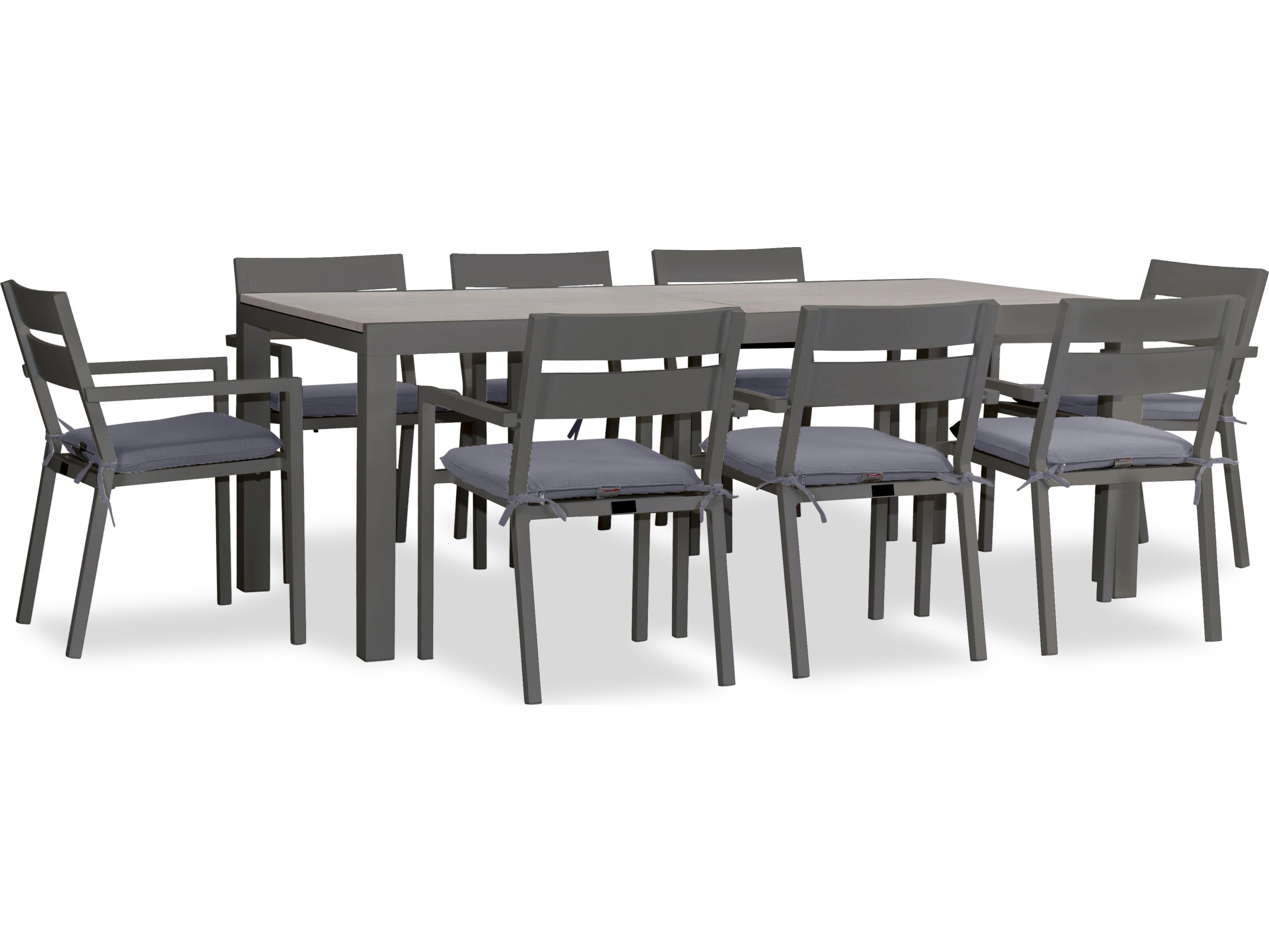 Harmonia Living Pacifica Aluminum Slate Classic 9 Piece Extendable Outdoor Patio Dining Set