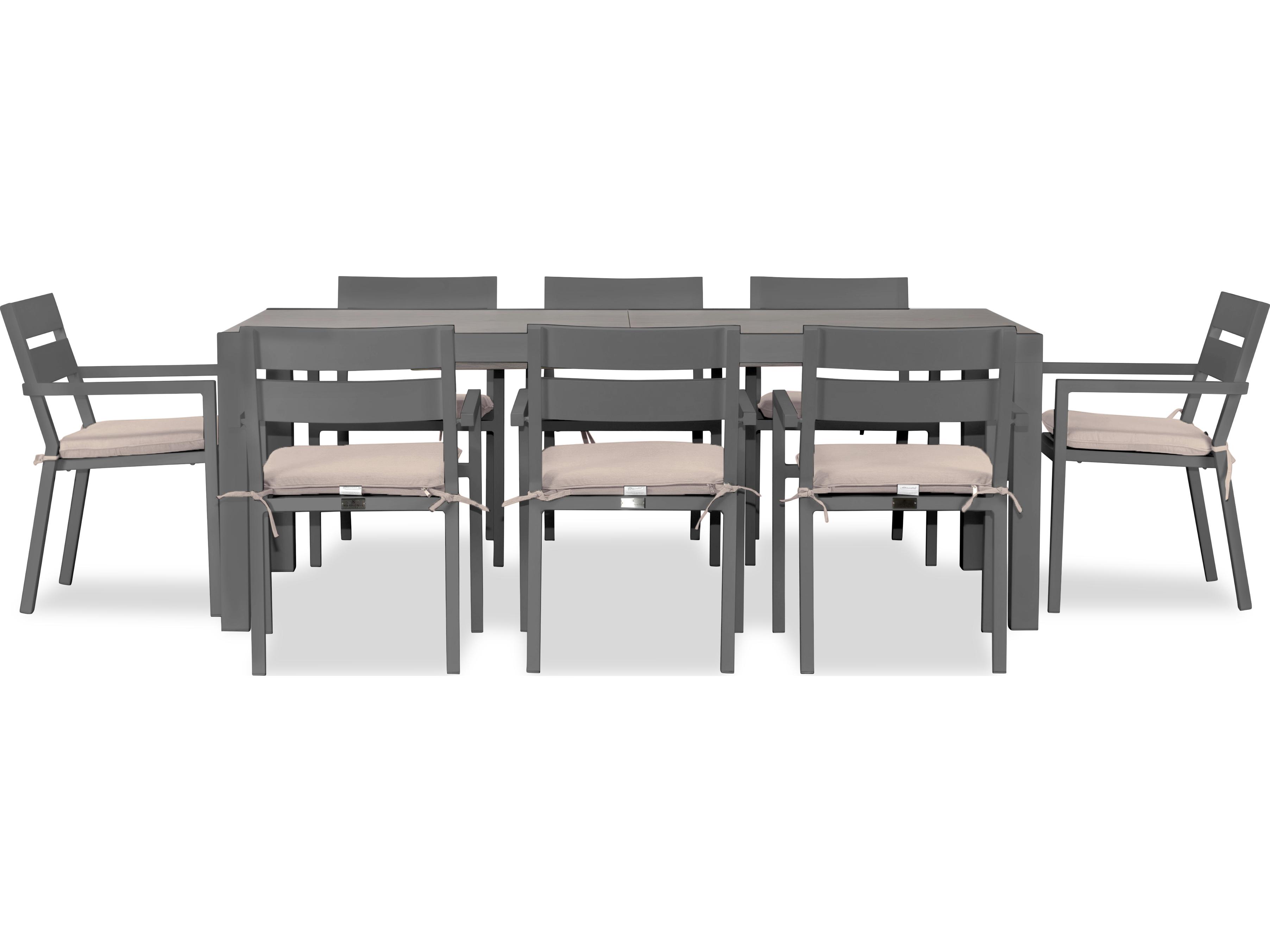Harmonia Living Pacifica Aluminum Slate Classic 9 Piece Extendable Outdoor Patio Dining Set
