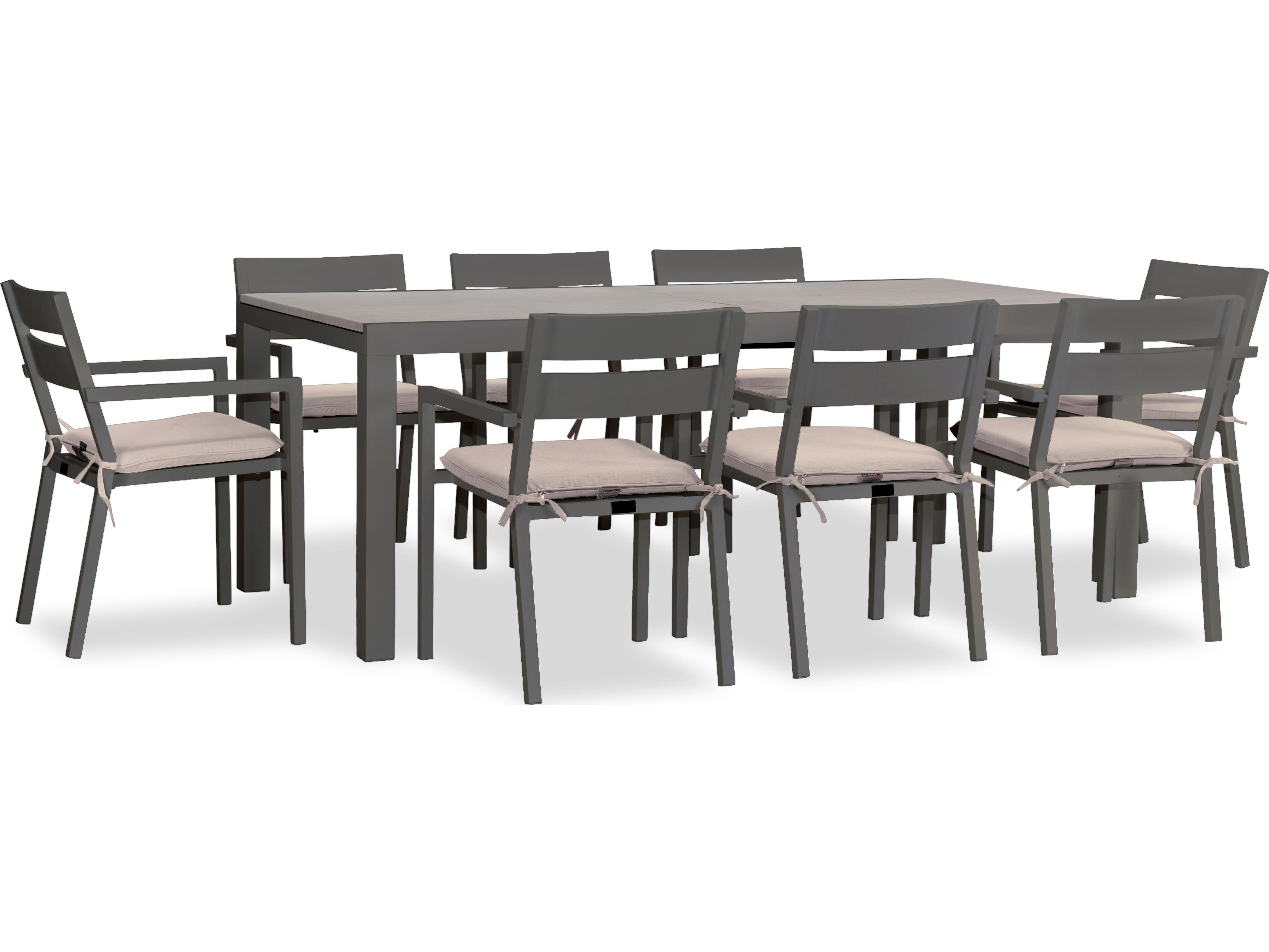 Harmonia Living Pacifica Aluminum Slate Classic 9 Piece Extendable Outdoor Patio Dining Set