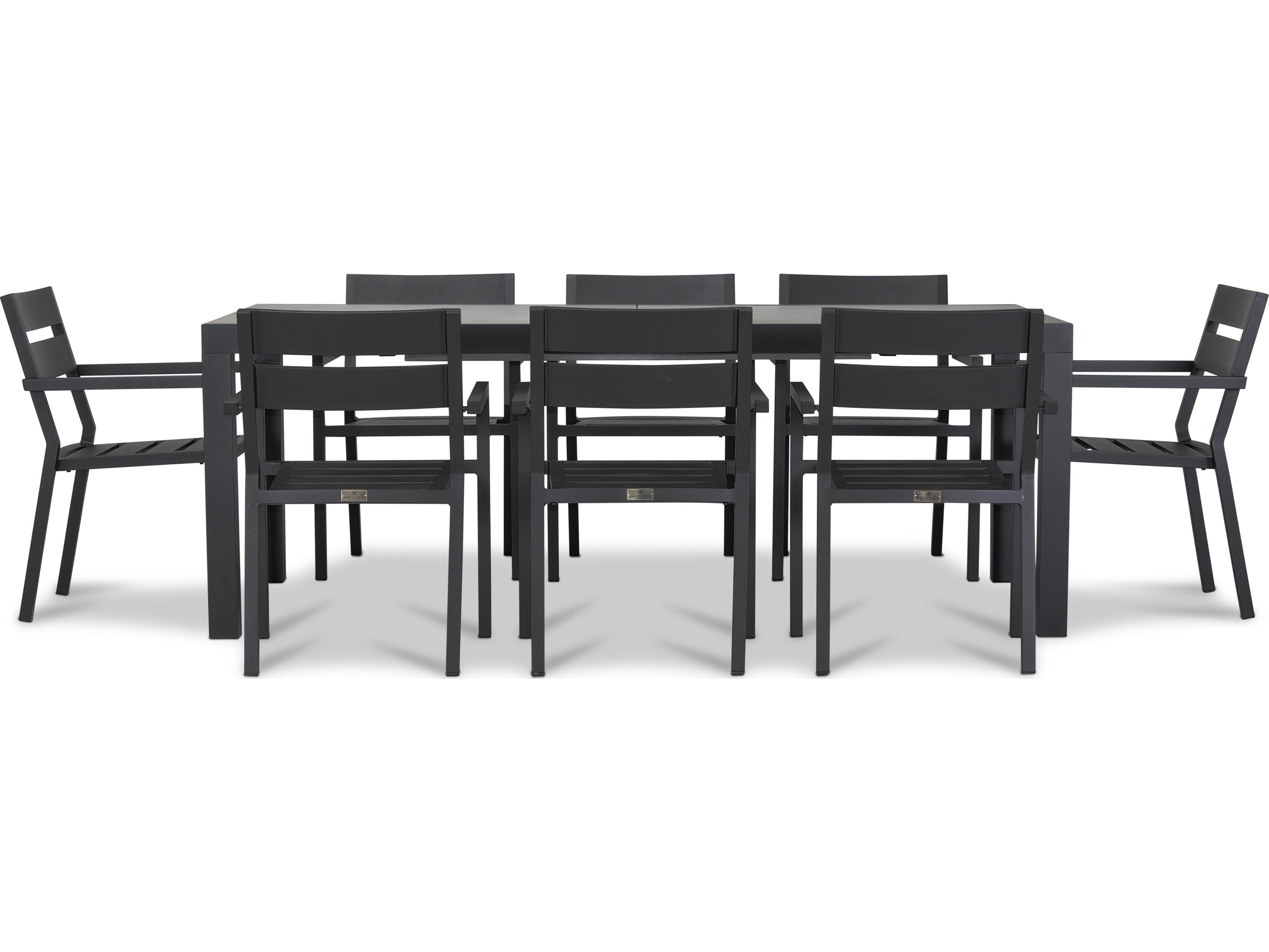 Harmonia Living Pacifica Aluminum Black 9 Piece Extendable Patio Dining Set