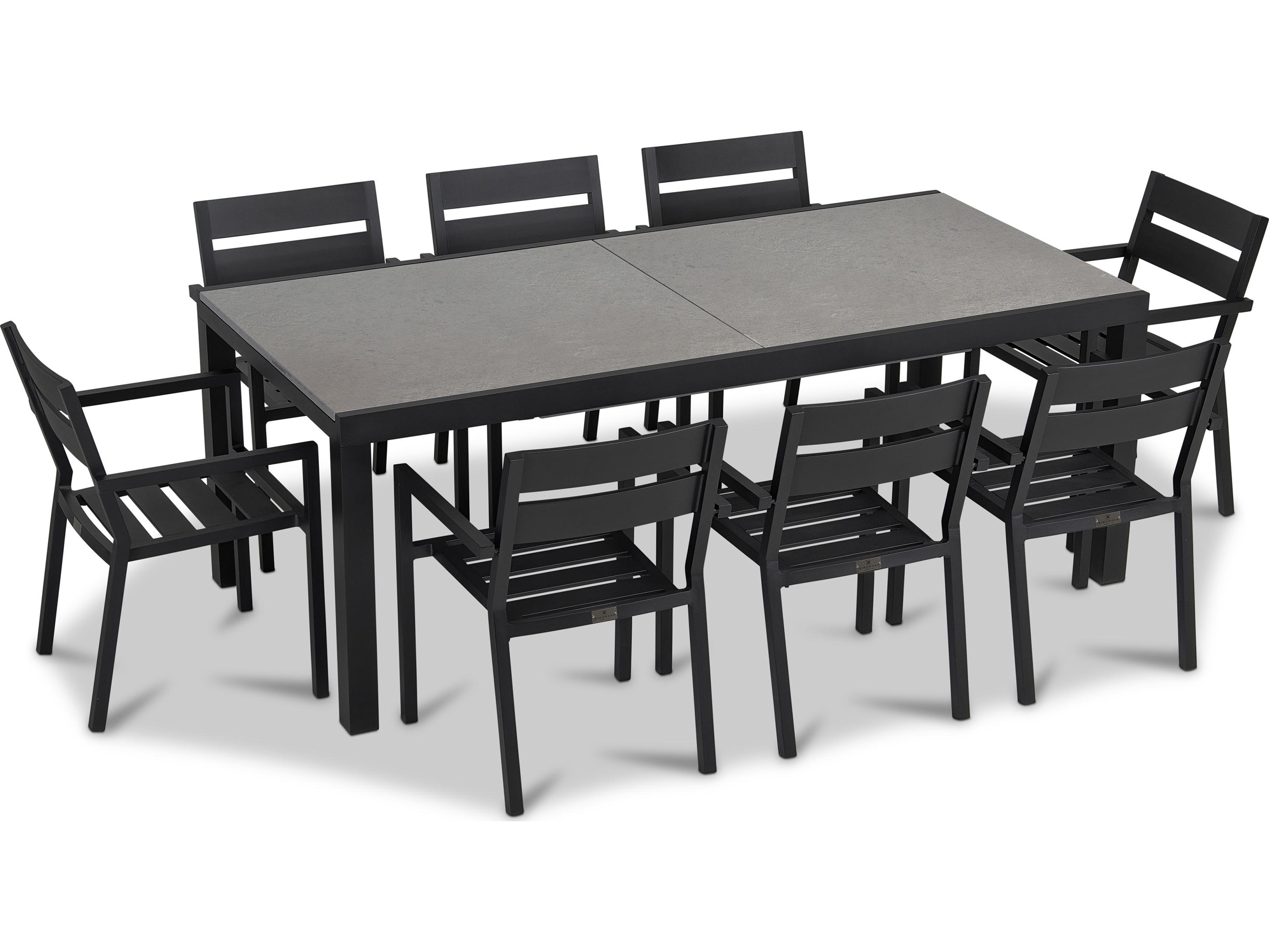 Harmonia Living Pacifica Aluminum Black 9 Piece Extendable Patio Dining Set