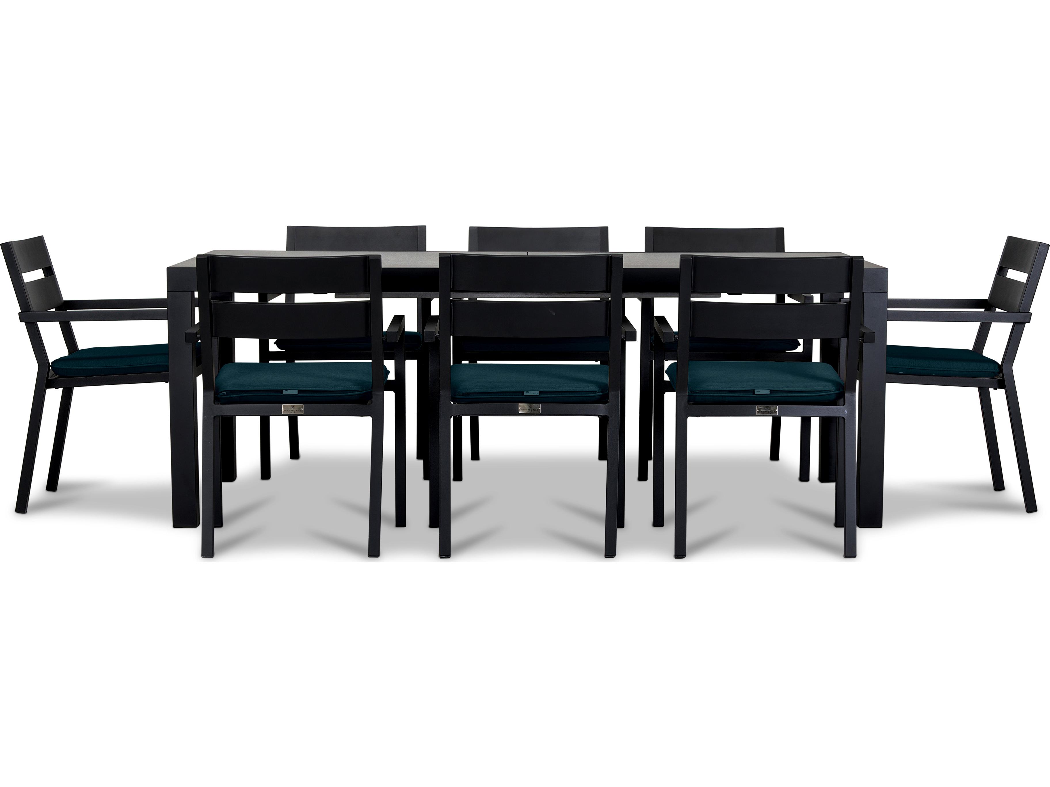 Harmonia Living Pacifica Aluminum Black 9 Piece Extendable Patio Dining Set