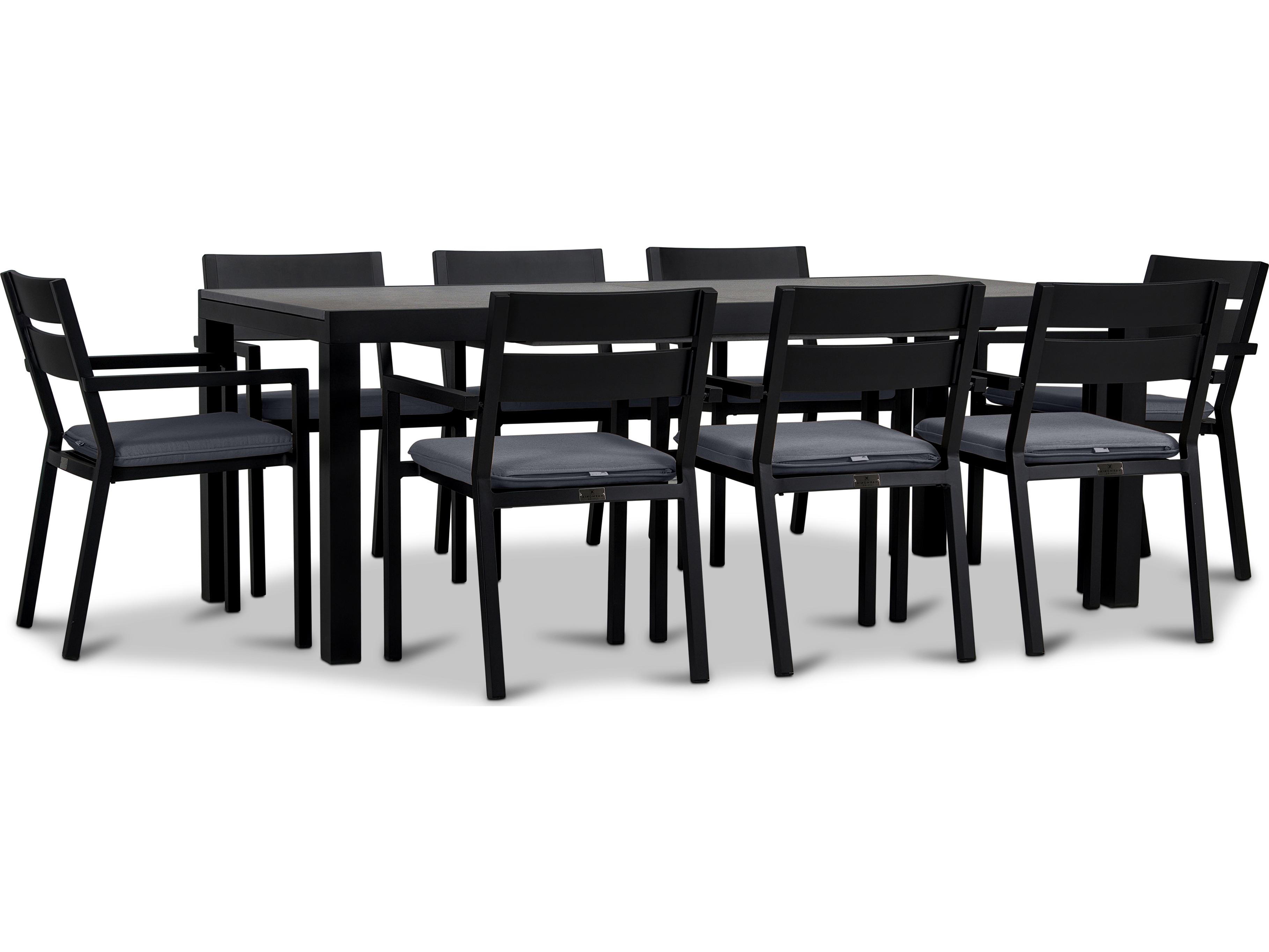 Harmonia Living Pacifica Aluminum Black 9 Piece Extendable Patio Dining Set