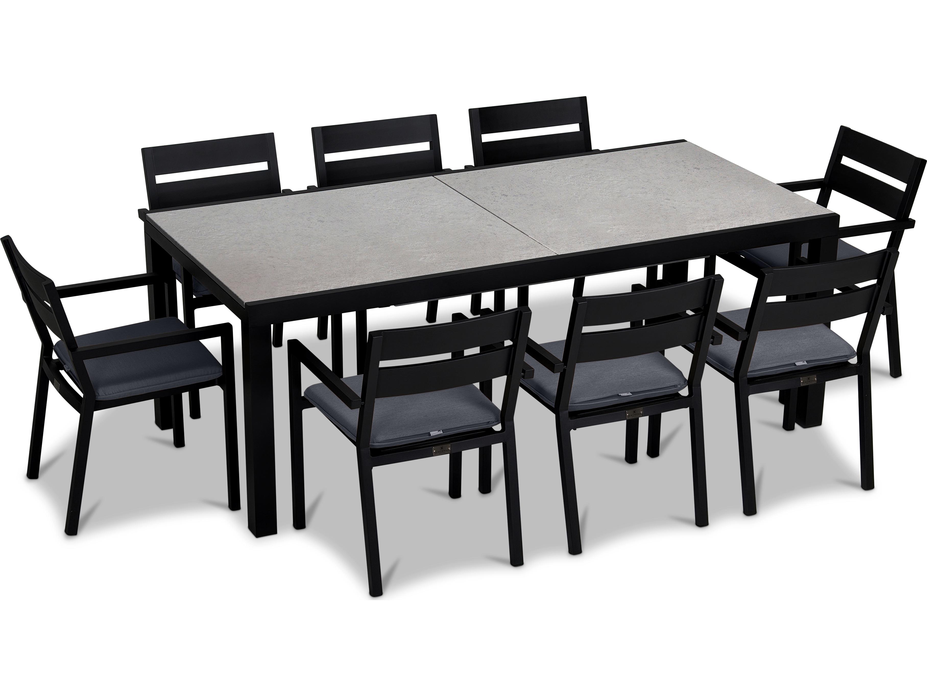 Harmonia Living Pacifica Aluminum Black 9 Piece Extendable Patio Dining Set