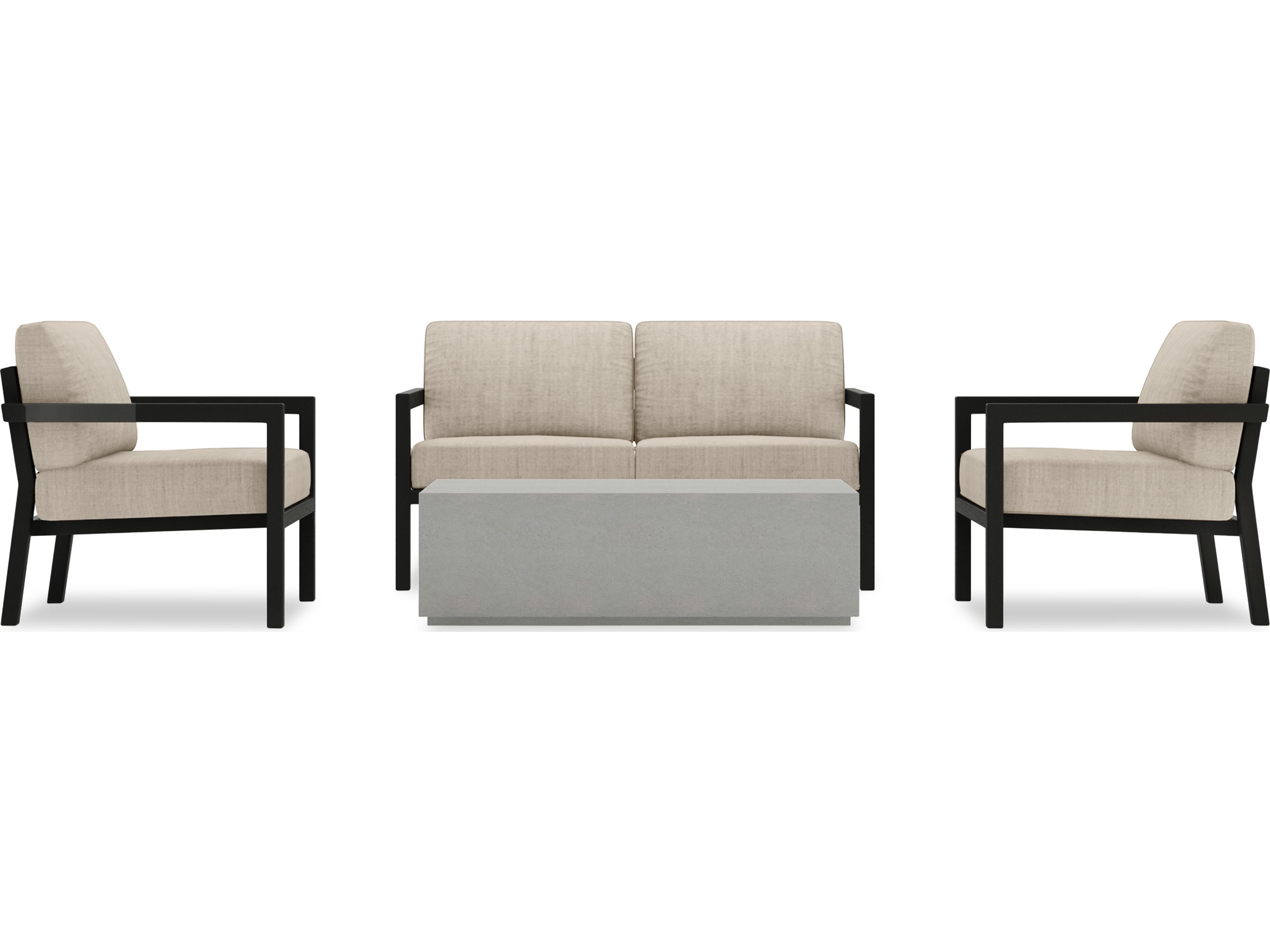 Harmonia Living Pacifica Aluminum Black Mason 4 Piece Outdoor Patio Lounge Set