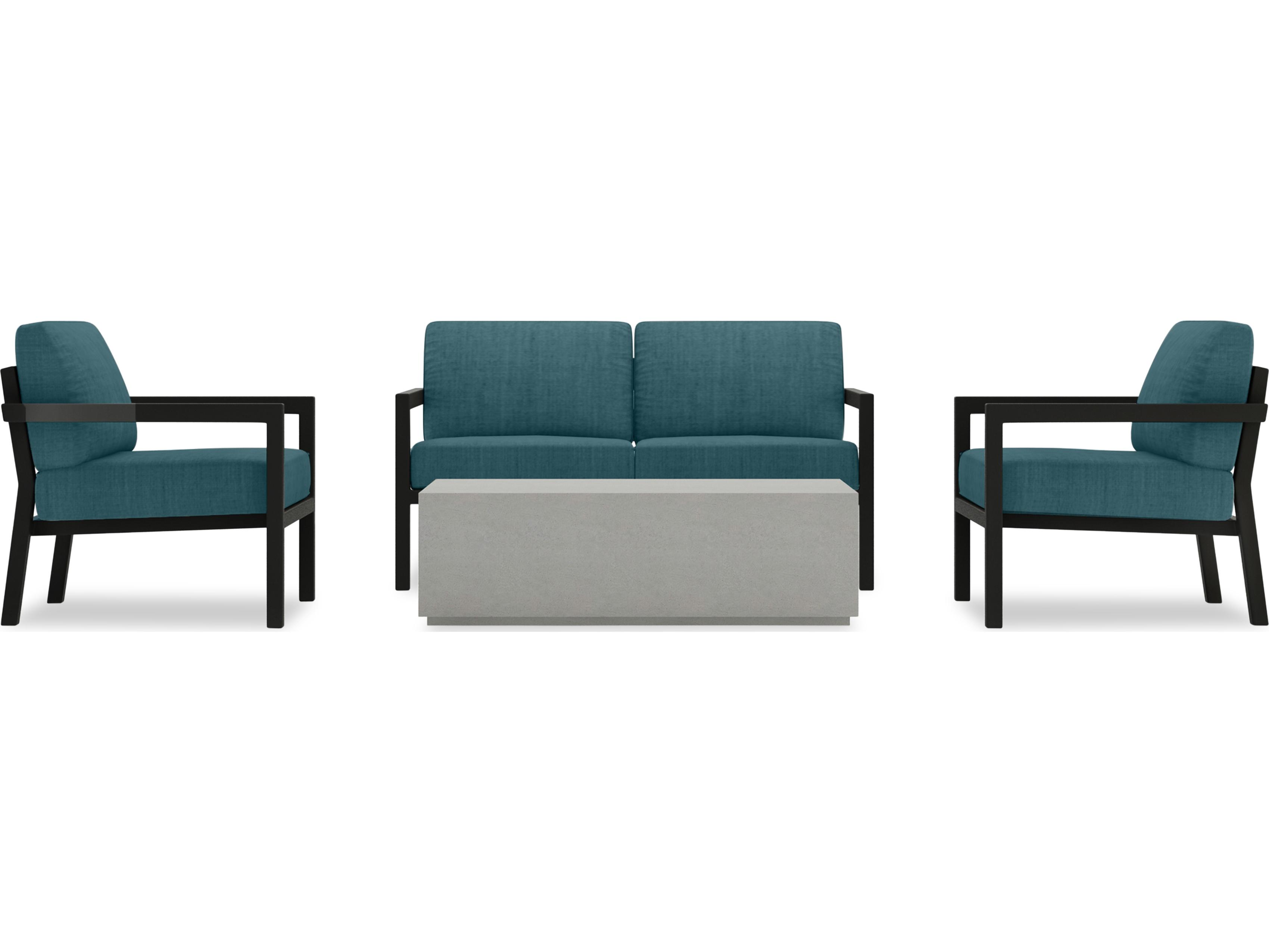 Harmonia Living Pacifica Aluminum Black Mason 4 Piece Outdoor Patio Lounge Set