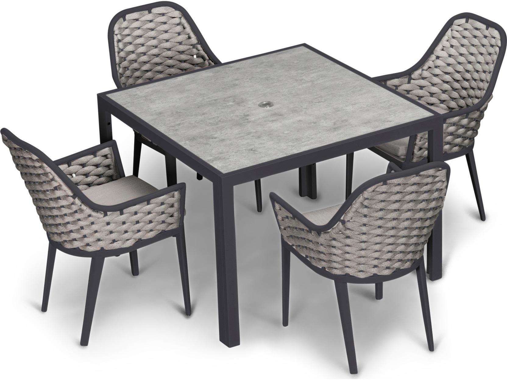 Harmonia Living Parlor Aluminum Rope 5 Piece Seat Outdoor Dining Set