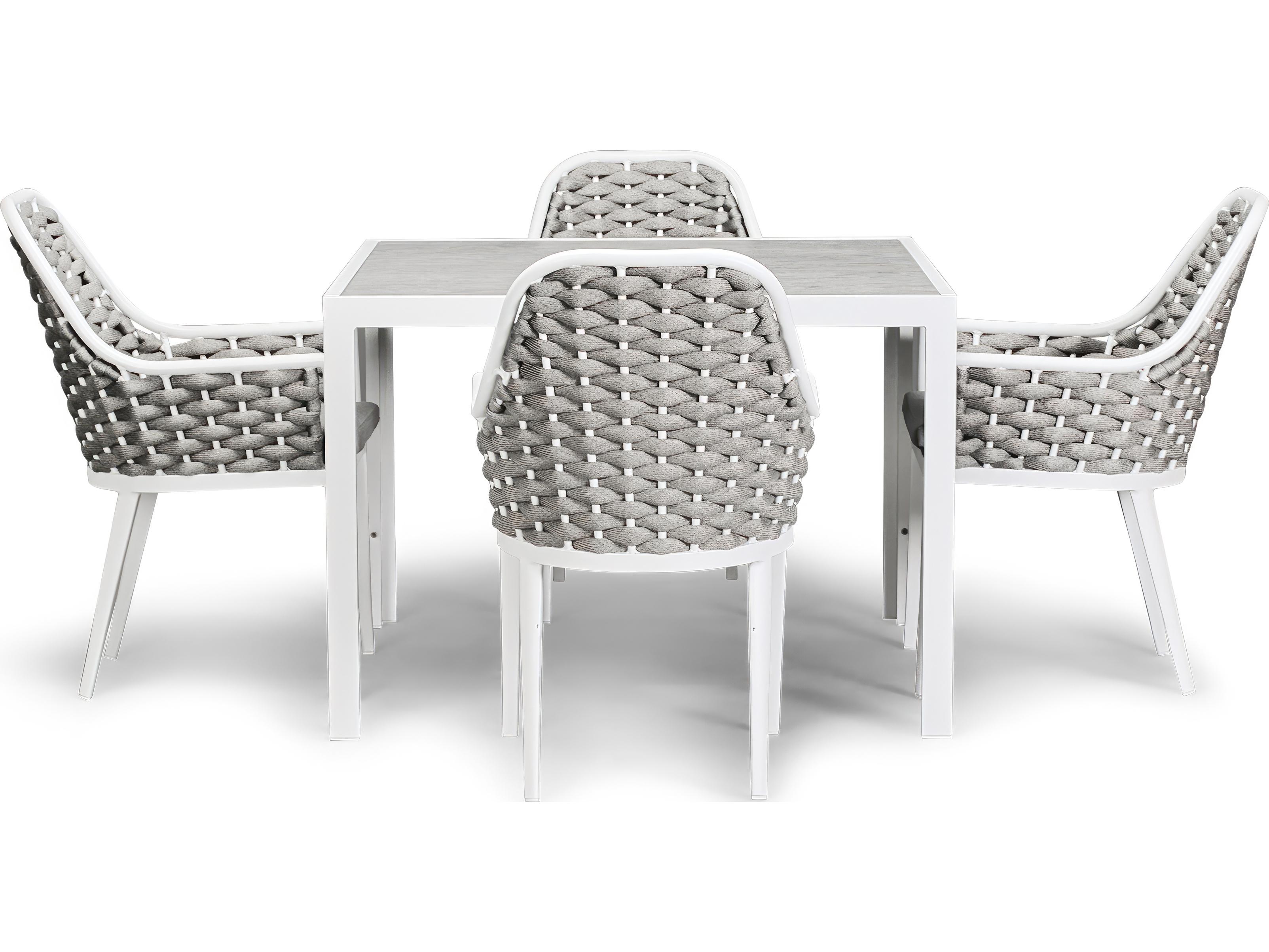 Harmonia Living Parlor Aluminum Rope 5 Piece Seat Outdoor Dining Set