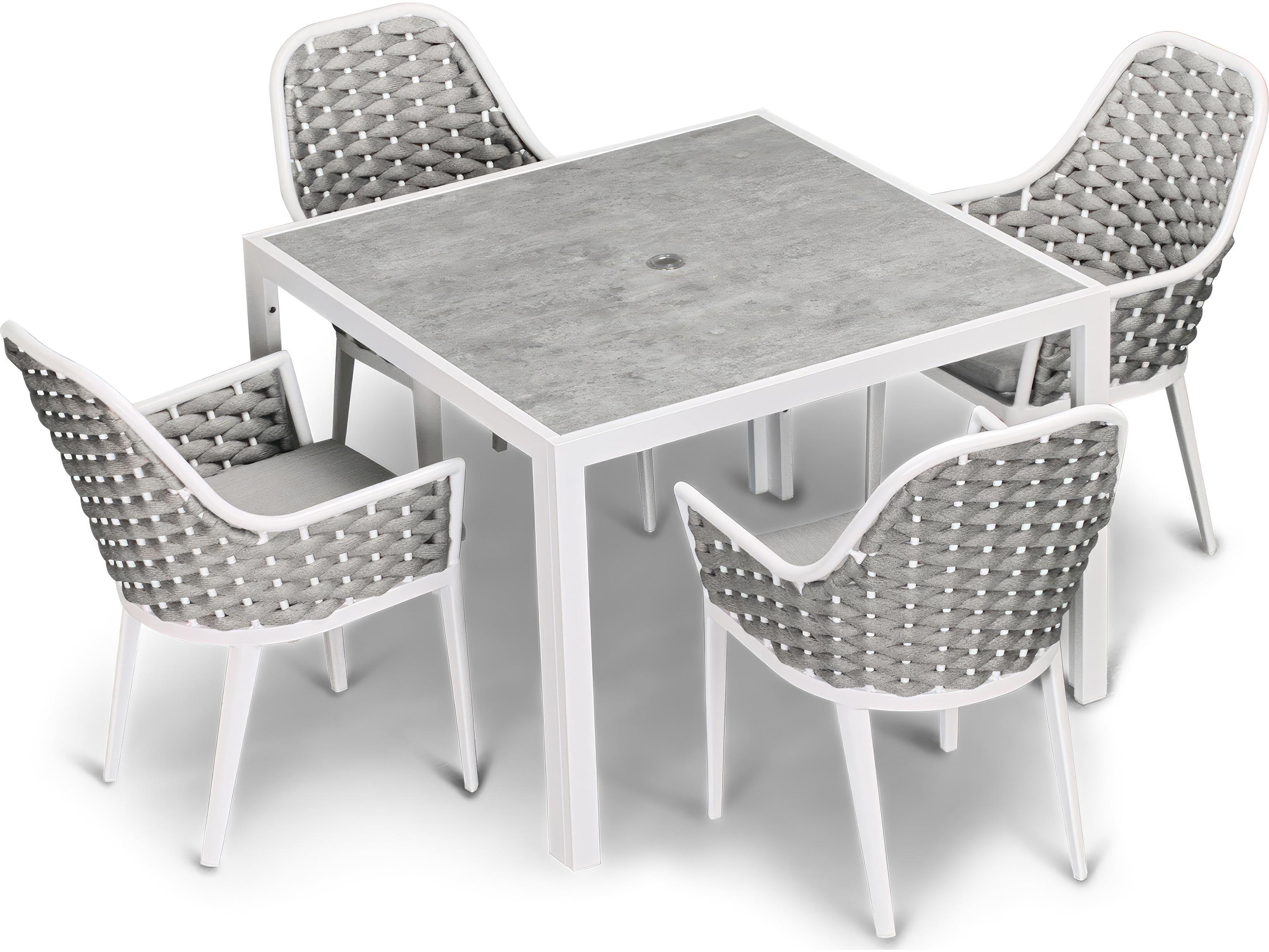 Harmonia Living Parlor Aluminum Rope 5 Piece Seat Outdoor Dining Set