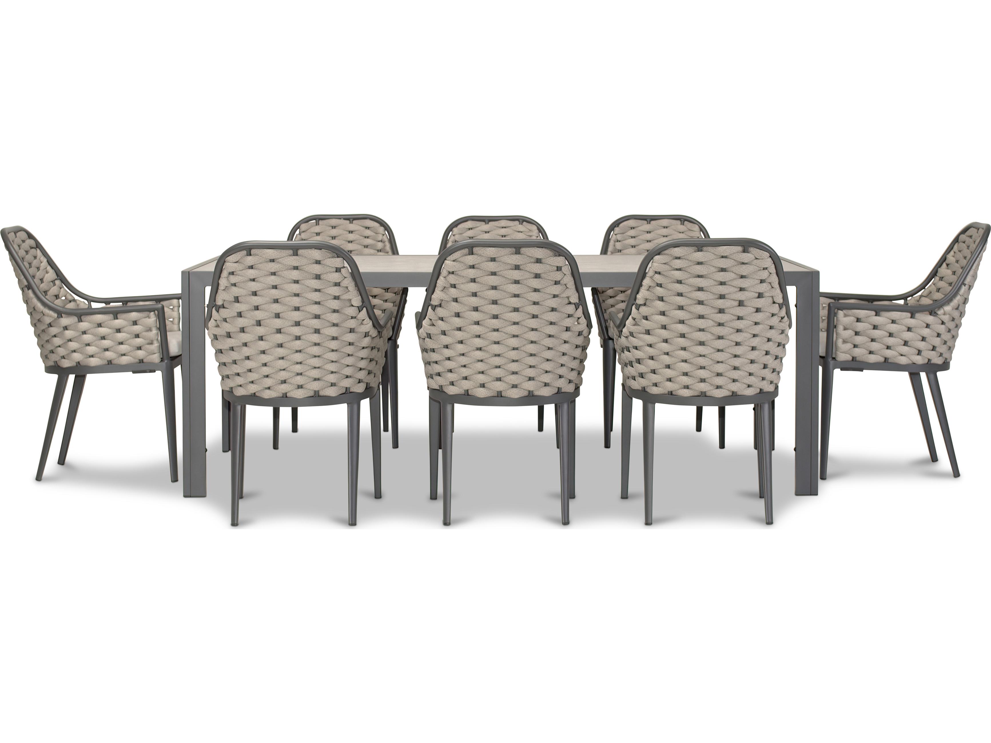 Harmonia Living Parlor Aluminum Rope 9 Piece Seat Outdoor Patio Dining Set
