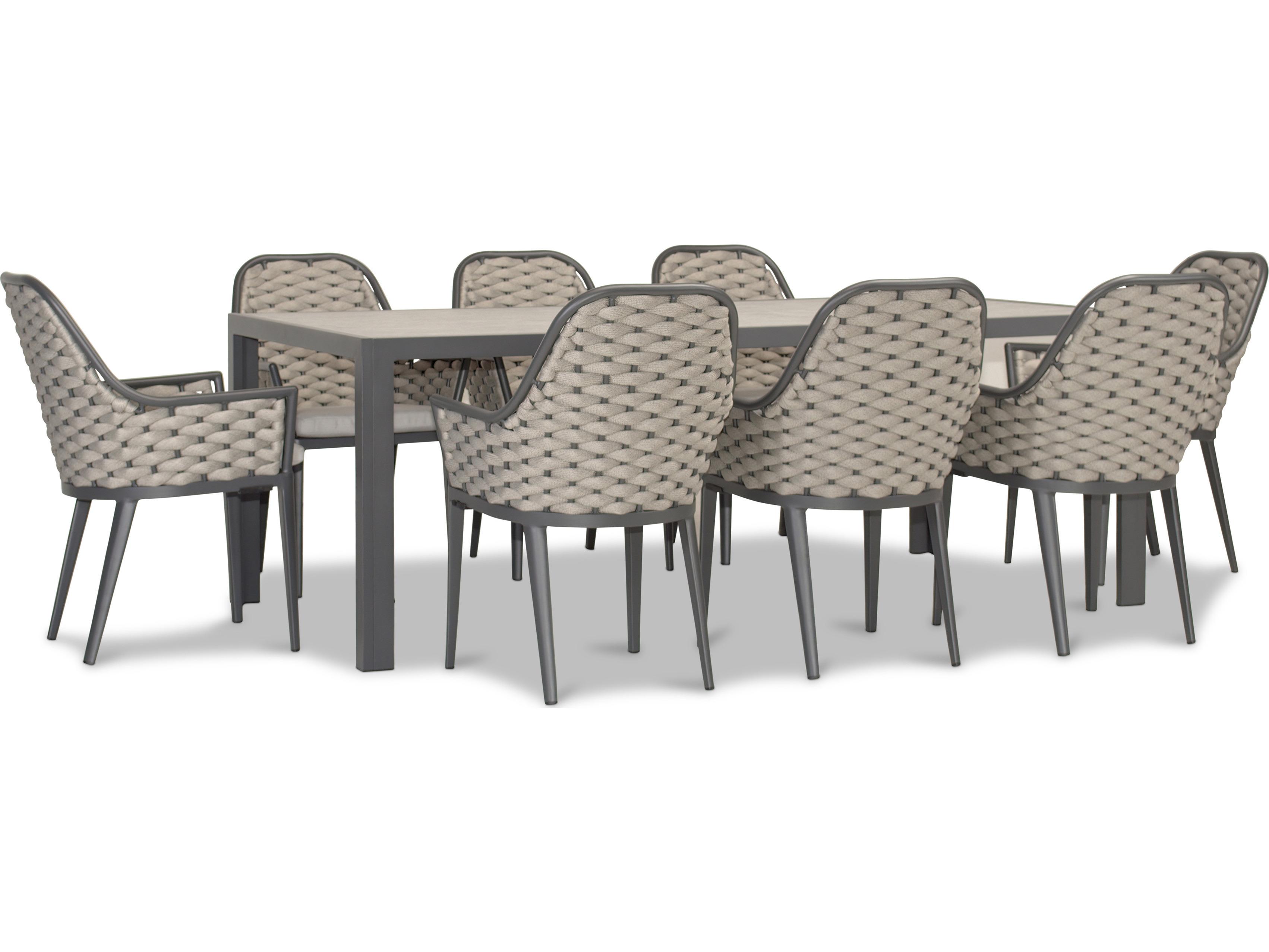 Harmonia Living Parlor Aluminum Rope 9 Piece Seat Outdoor Patio Dining Set