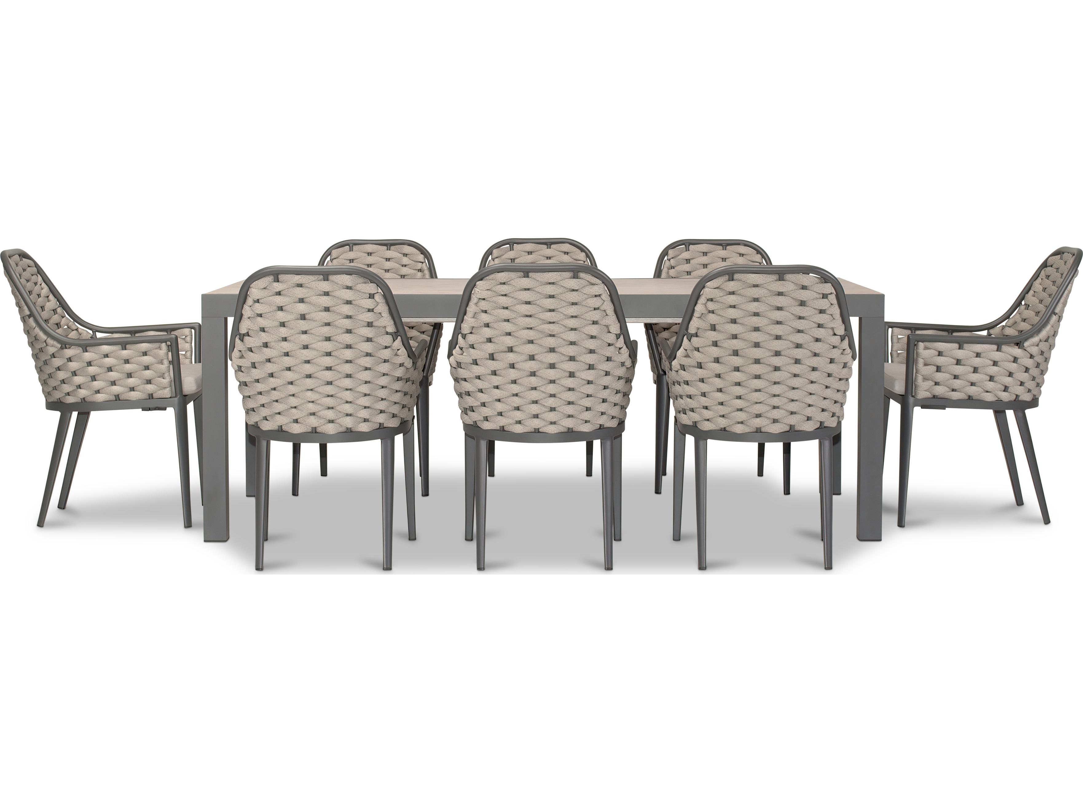 Harmonia Living Parlor Aluminum Rope 9 Piece Seat Patio Dining Set