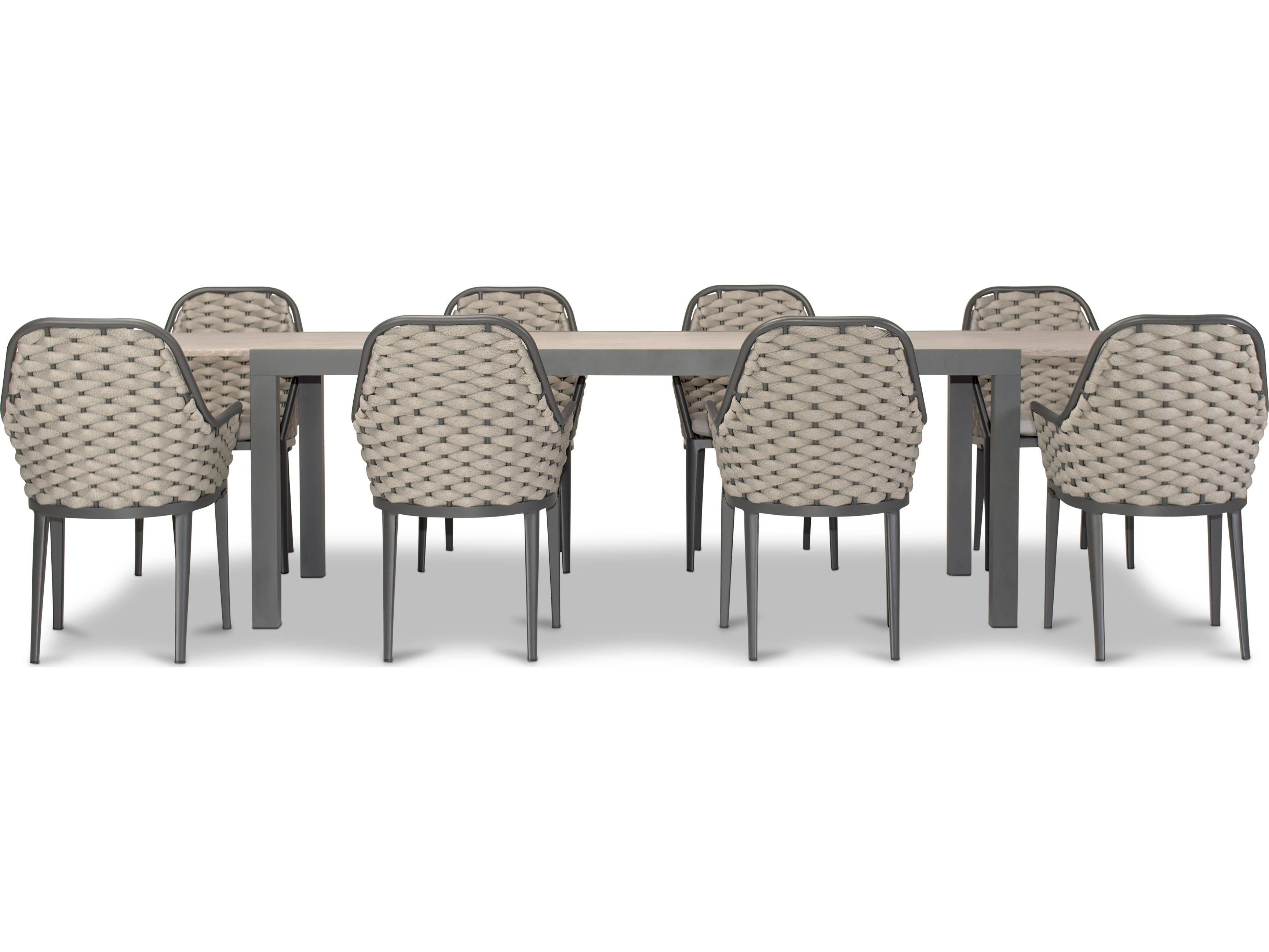 Harmonia Living Parlor Aluminum Rope 9 Piece Seat Patio Dining Set