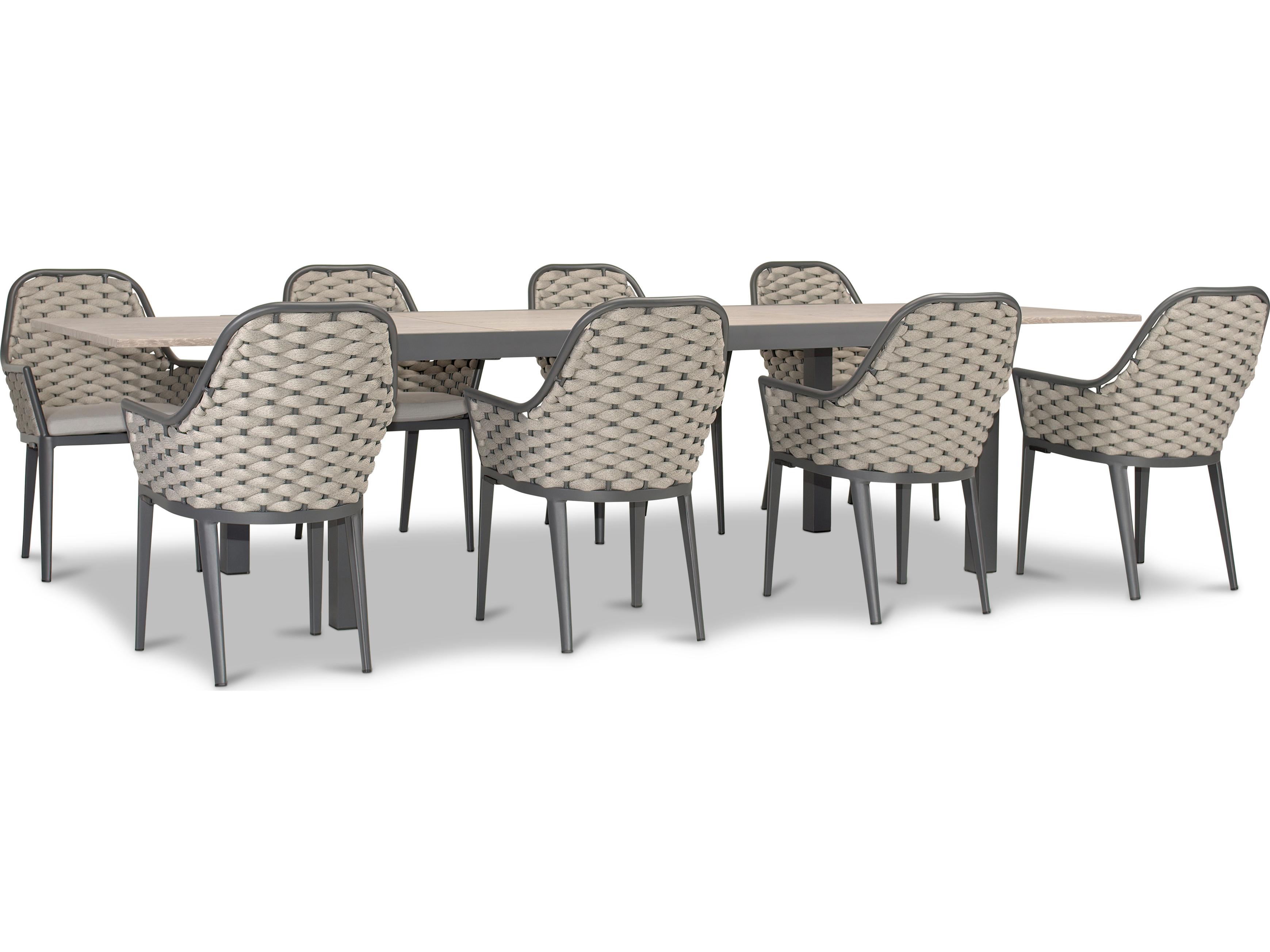 Harmonia Living Parlor Aluminum Rope 9 Piece Seat Patio Dining Set
