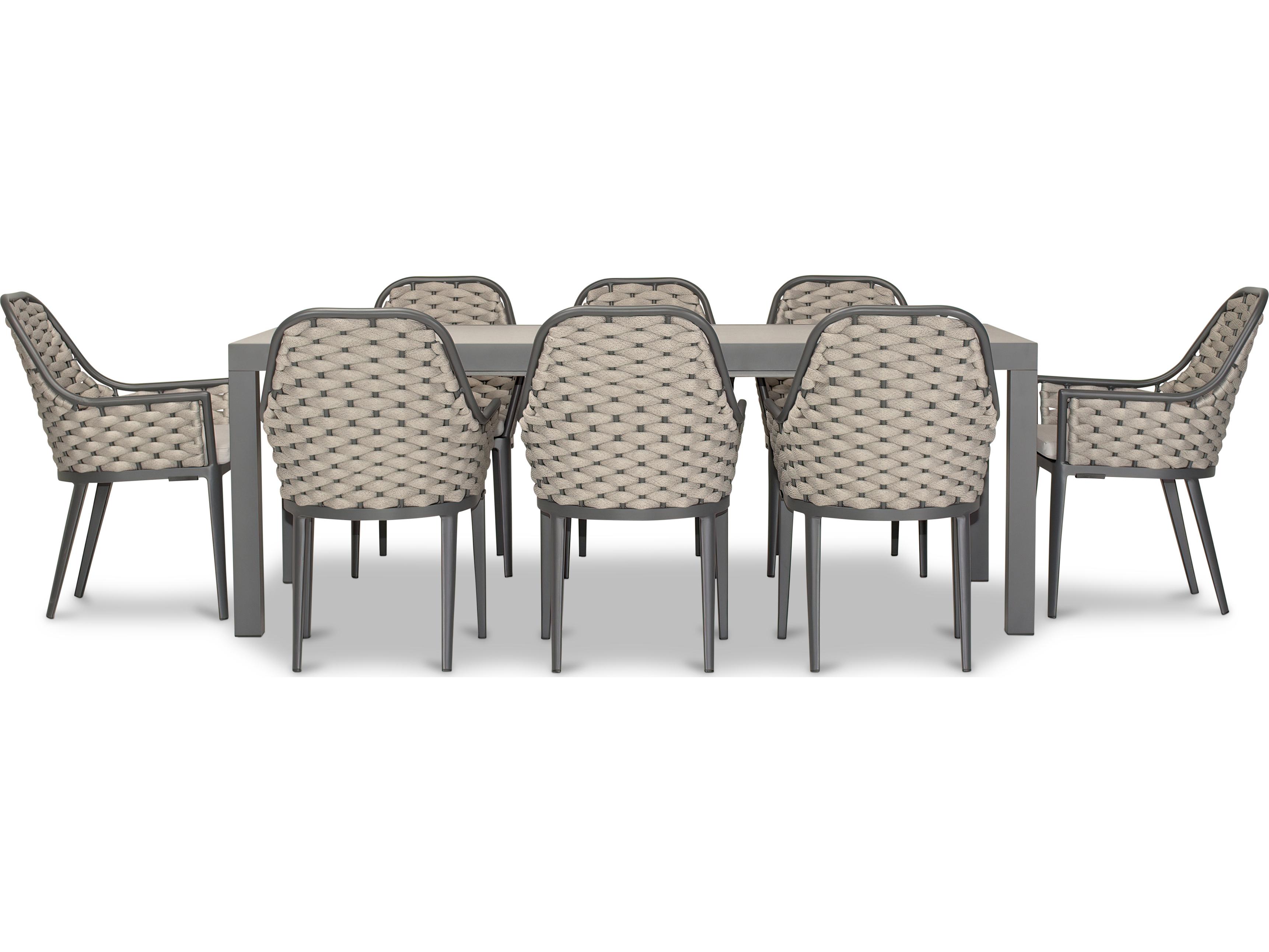 Harmonia Living Parlor Aluminum Rope 9 Piece Seat Outdoor Dining Set